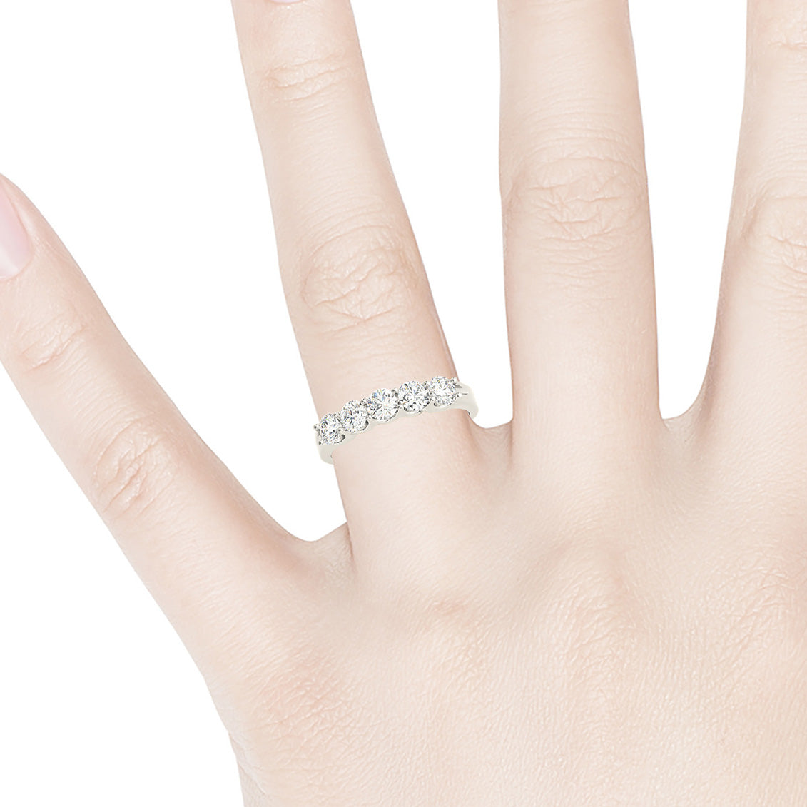 1.25 Carat Round Diamond Wedding Band - 5 Stone Anniversary Ring for Women - Elegant Bridal Jewelry Gift for Wife, Engagement, Proposal & Special Occasions