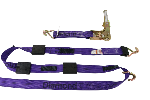 2 Pack 11' Diamond Weave 3-Point Ratchet Wheel Straps with 3 Rubber Tread Grabs & Wire Hooks - Heavy Duty Tie Down Straps for Trucks, Trailers, Motorcycles, ATVs, and Cargo Securing