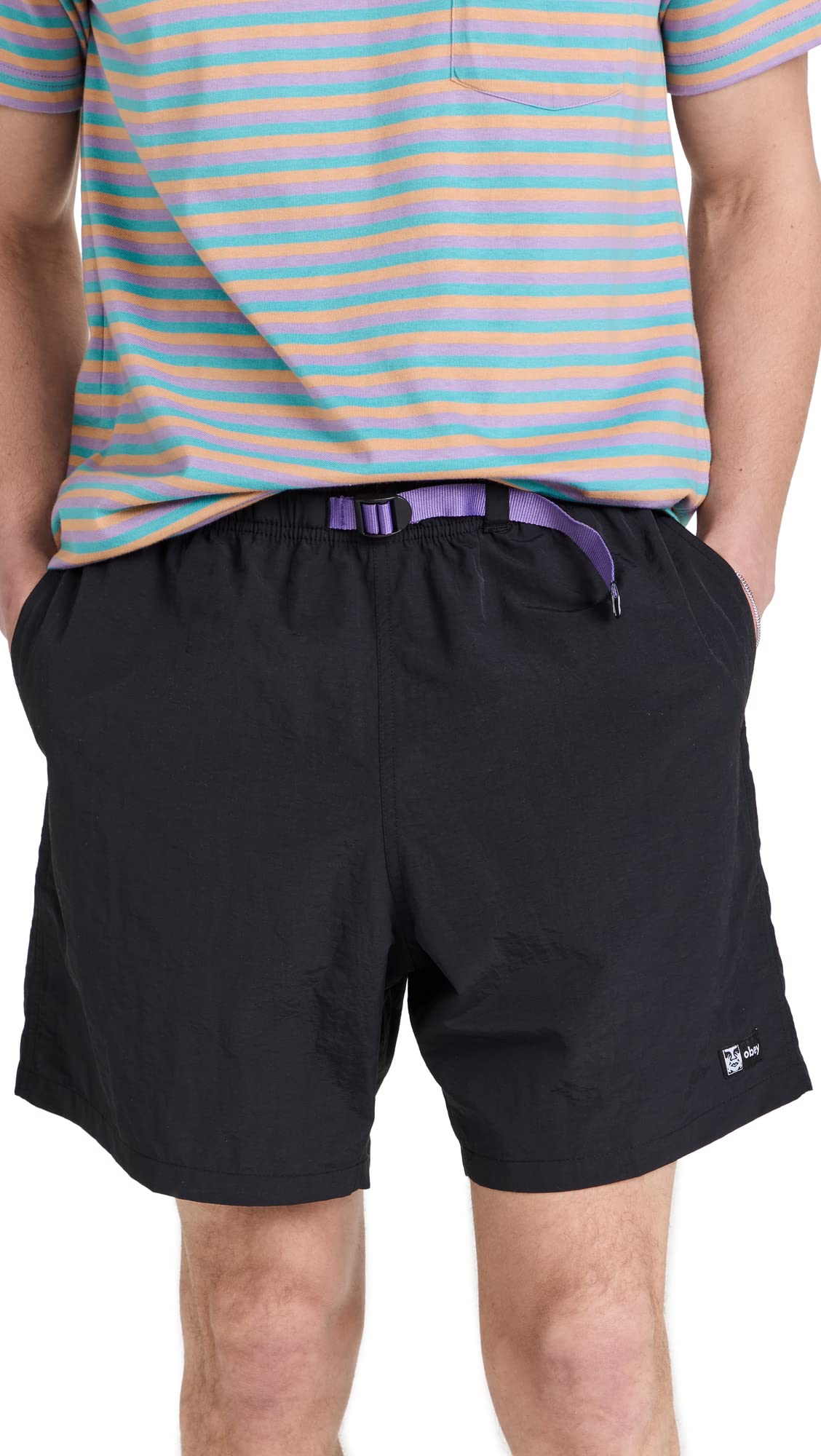 Obey Men's Easy Relaxed Track Shorts - Comfortable Athletic Shorts for Running, Gym & Lounge Wear - Breathable Casual Workout Shorts for Men