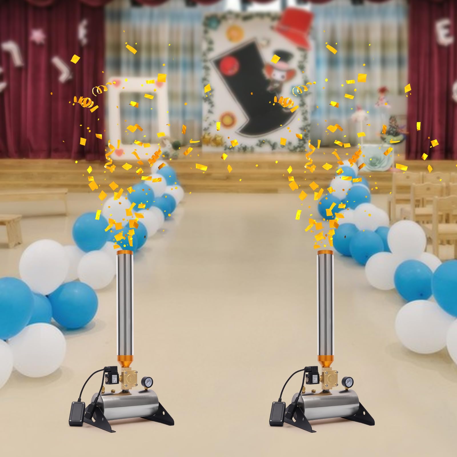 2PCS Wireless Remote Control Confetti Cannon Launcher Machine for Weddings, Parties & Stage Shows - Perfect for Birthday Celebrations, New Year's Eve & Special Events