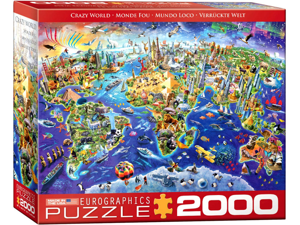 Eurographics 2000-Piece Jigsaw Puzzle - Crazy World Map - Challenging Adult Puzzle for Home Decor & Family Game Night