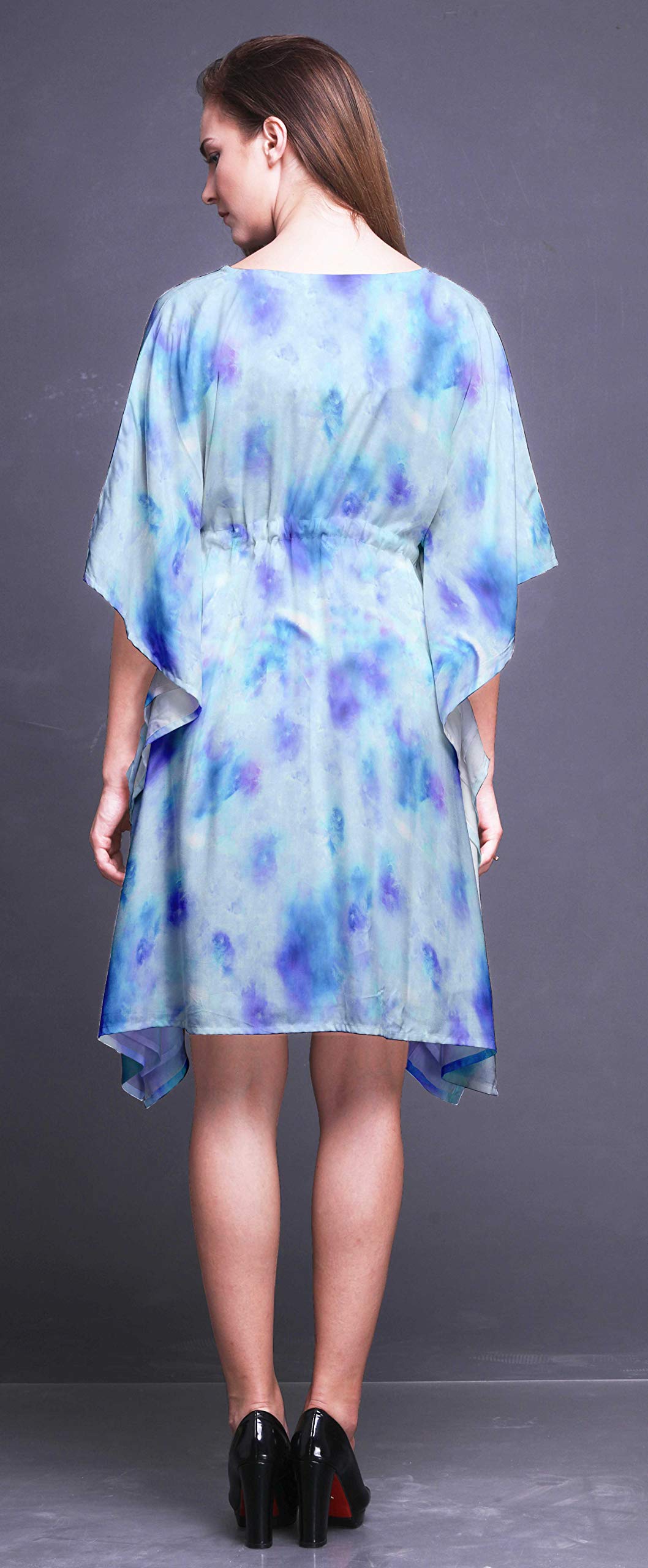 Bimba Women's Short Caftan Midi Dress - Beach Cover Up, Swimwear Wrap, Summer Boho Kaftan | Perfect for Poolside, Vacation & Resort Wear