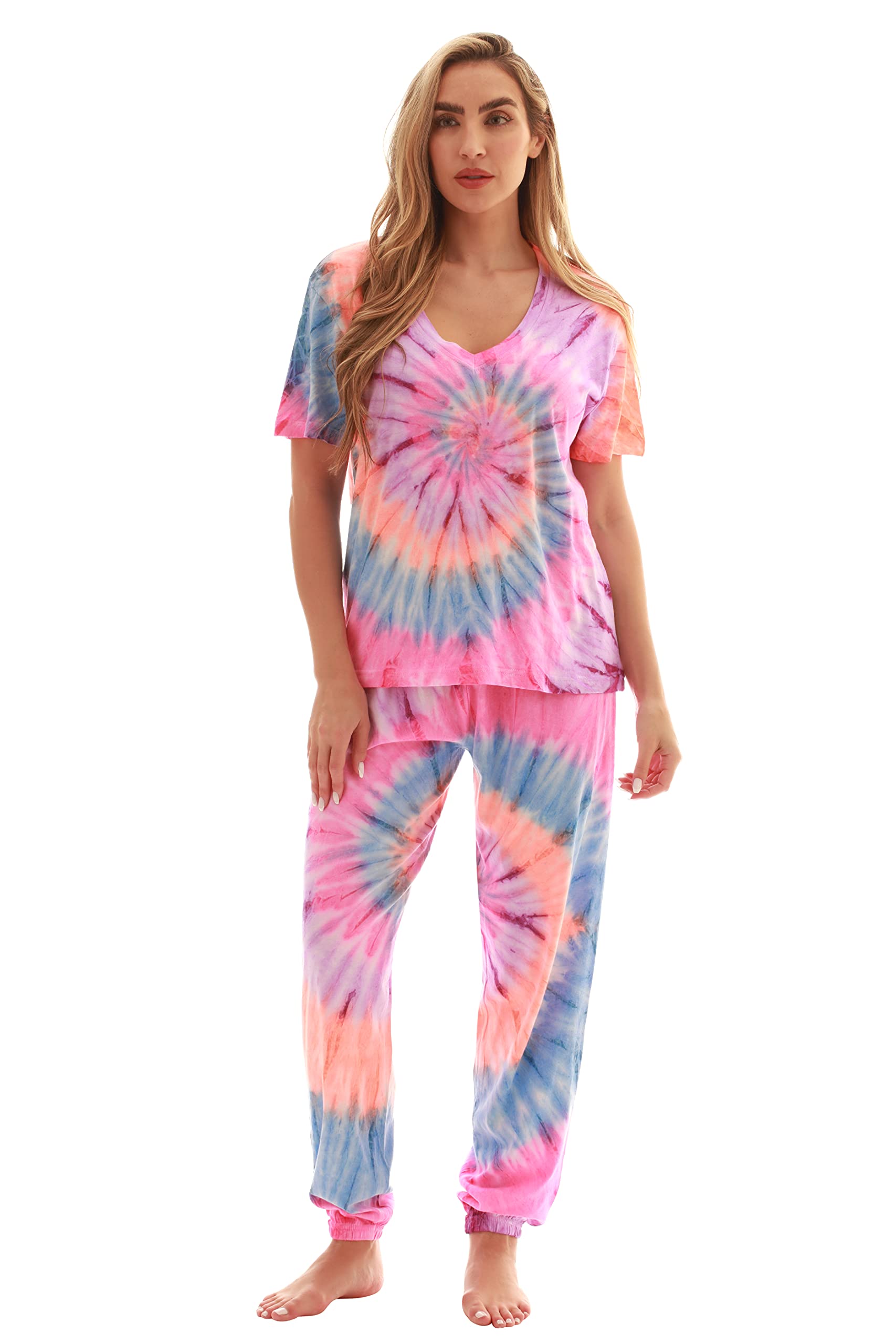 Just Love Pajama Jogger Pant Set - Soft Sleepwear Pjs for Women & Men | Buffalo Plaid & Tie Dye Patterns | Cozy Lounge Wear for Home, Travel & Relaxation