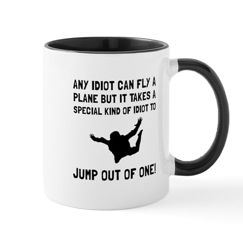White/Black Inside - Idiot Skydiving Mugs