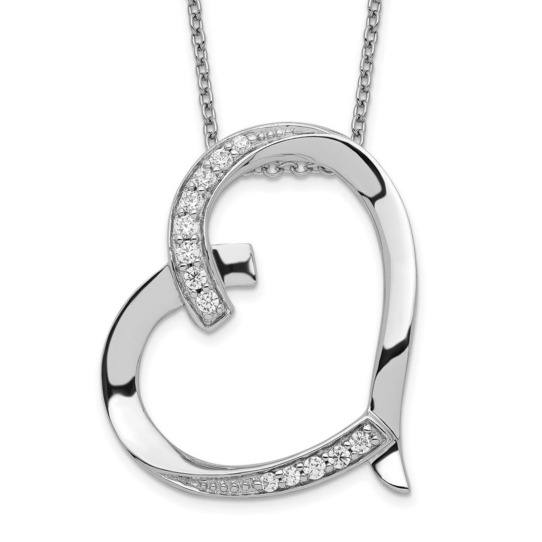 925 Sterling Silver Oxidized CZ Cubic Zirconia Simulated Diamond Pendant Necklace for Women - 18 Inch Spring Ring Chain with Polished Finish, Perfect Gift for Mother's Day, Anniversary & Special Occasions