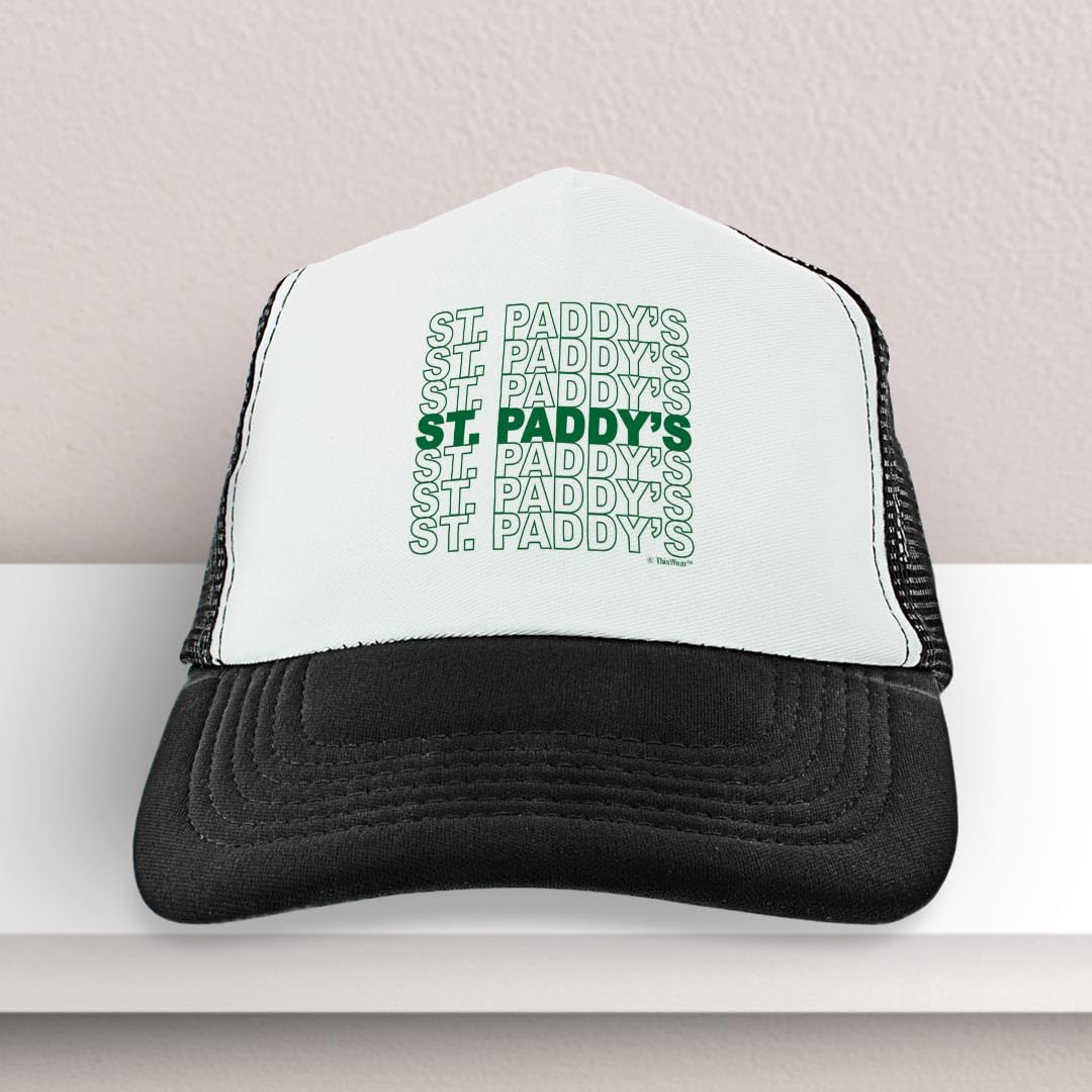 St. Patrick's Day Party Hats - Set of 4 Lucky Snapback Trucker Hats with Irish Word Art | Perfect for St. Paddy's Day Celebrations, Parades & Themed Parties