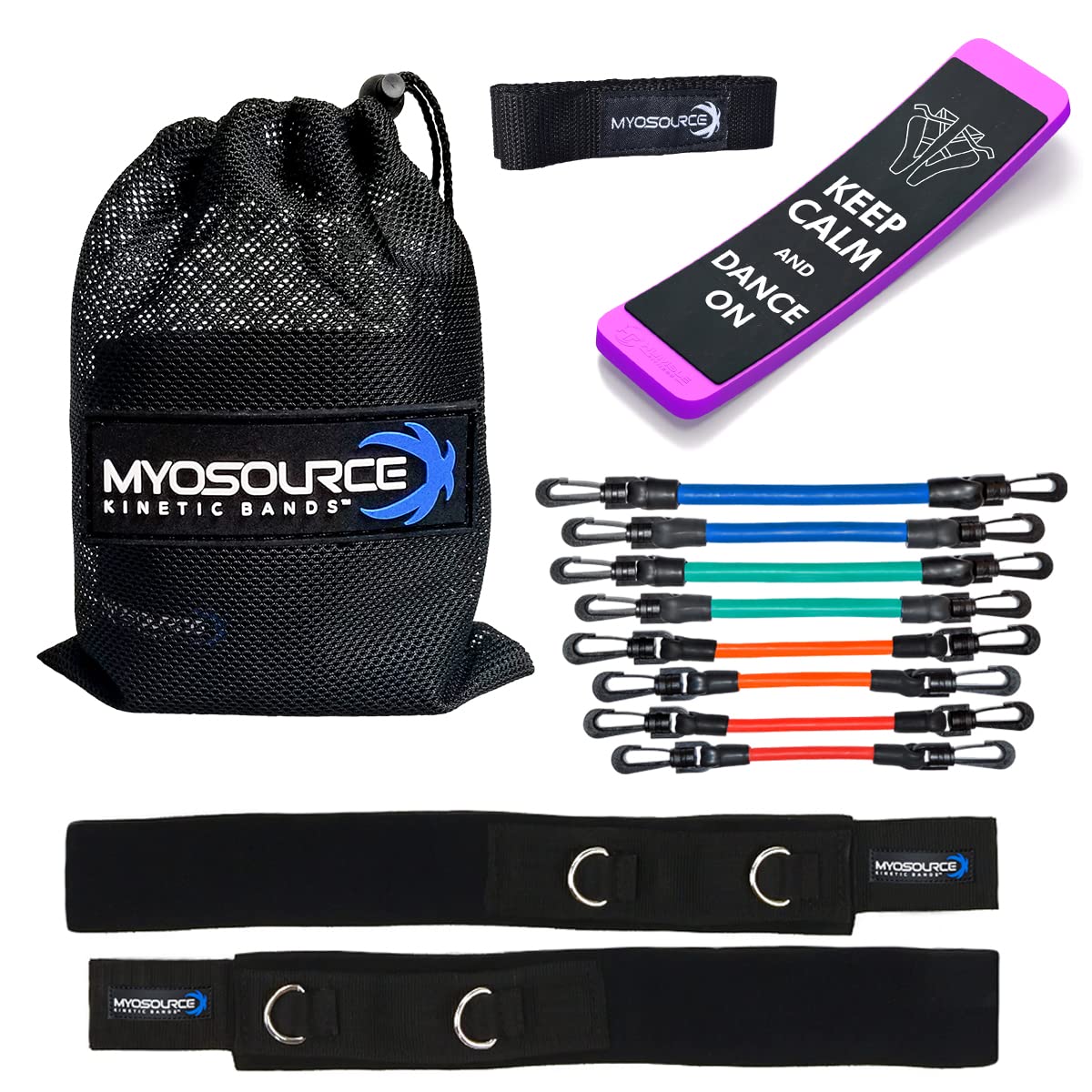 Dance Fitness Kit with Leg Resistance Bands, 4 Levels of Resistance, Dance Turning Board, Body Conditioning Guide, Flexibility Strap - Perfect for Dance, Figure Skating, and Home Workouts