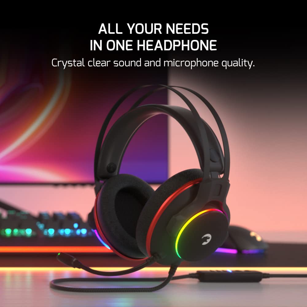 GAMEPOWER Mei 7.1 RGB Gaming Headset with 50MM Drivers & Noise Cancelling Mic - Compatible with PS5, PS4, PC - Perfect for Competitive Gaming & Immersive Audio Experience