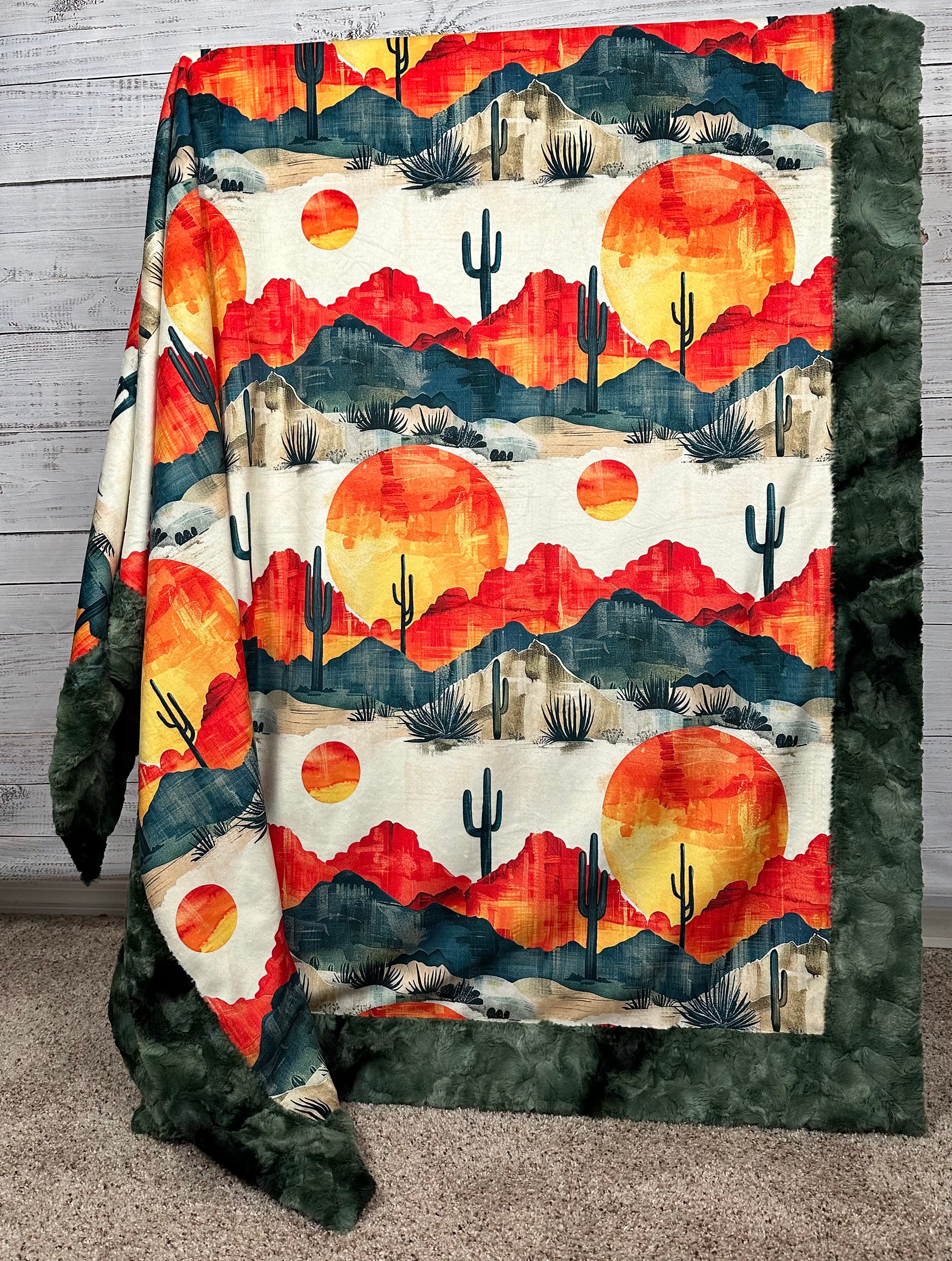 Arizona Landscape Camo Print Luxe Large 55x79 Minky Blanket - Soft & Cozy for Bedroom, Living Room, or Outdoor Adventures