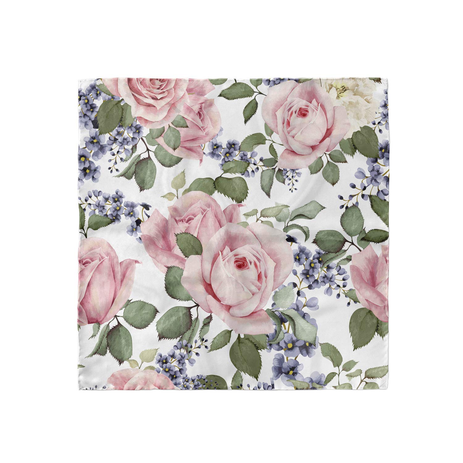 Ambesonne Floral Rose Head Scarf - Pink Flower Hair Wrap for Women, Boho Headband, Muslim Hijab, Beach Cover Up, Yoga Accessory