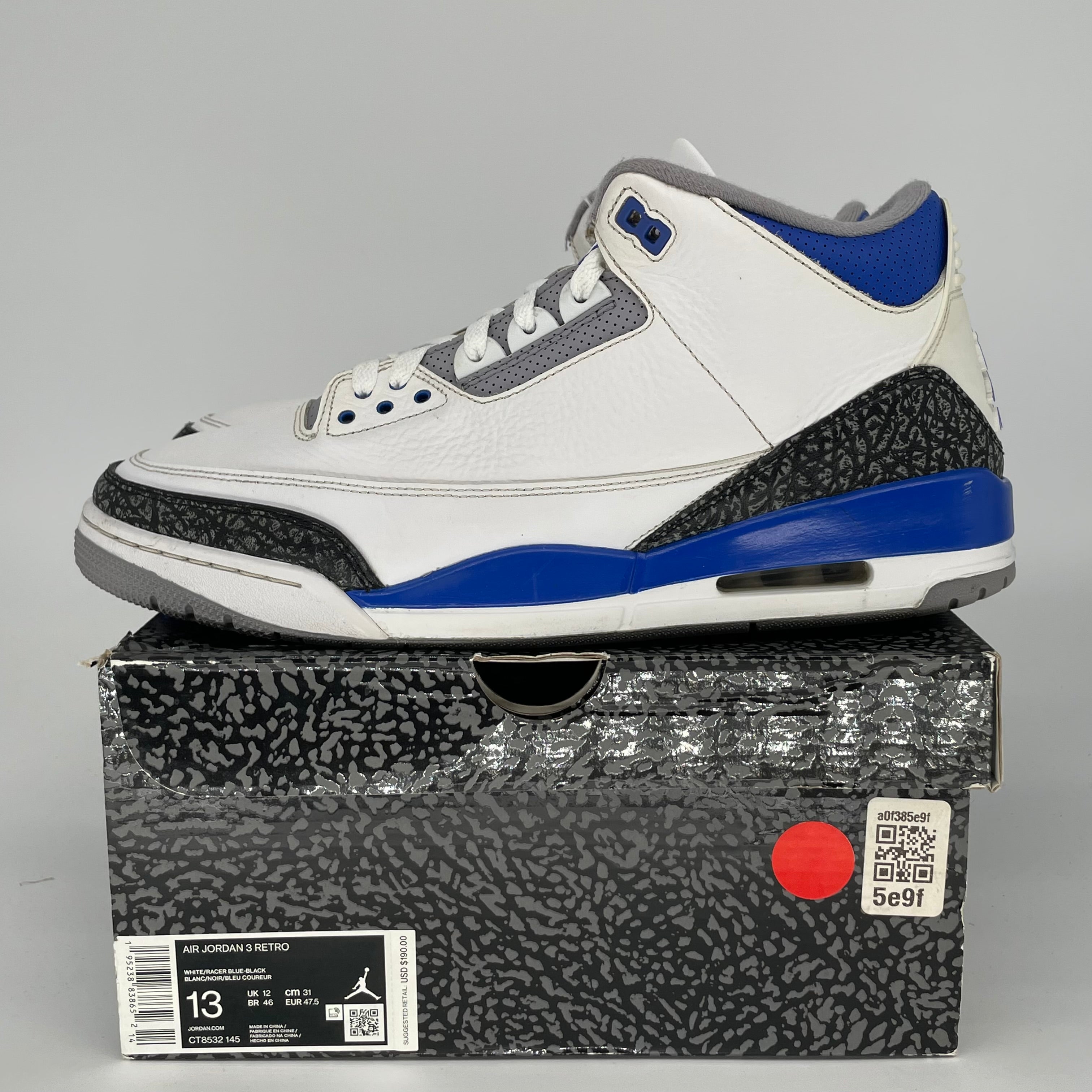 AIR JORDAN 3 RACER BLUE Men's Basketball Shoes Size 13 - CT8532-145 | Retro Sneakers for Running, Training & Streetwear Fashion