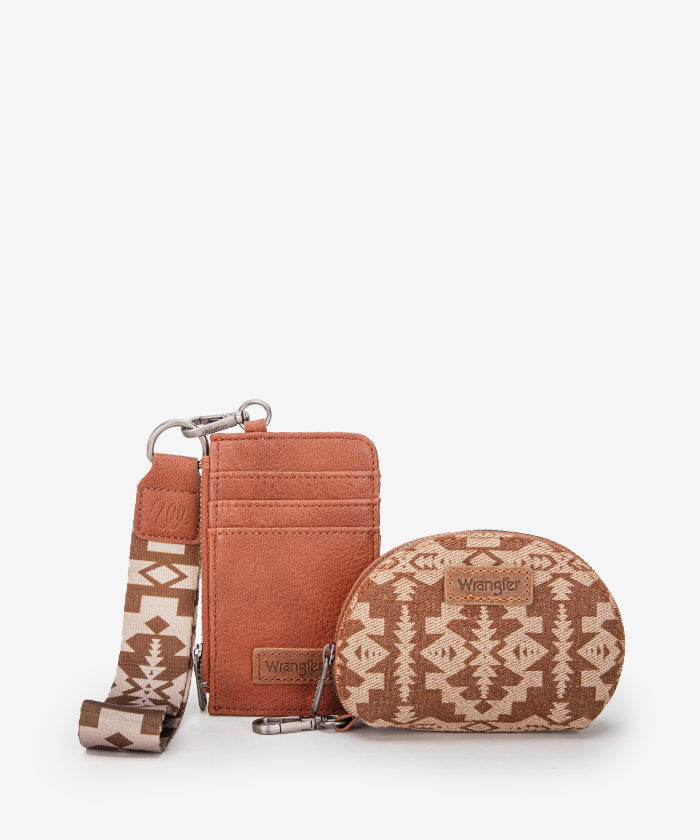 Wrangler Aztec Print Keychain Card Holder - Stylish & Durable Wallet for Credit Cards, ID, and Cash - Perfect for Travel, Shopping, and Everyday Use