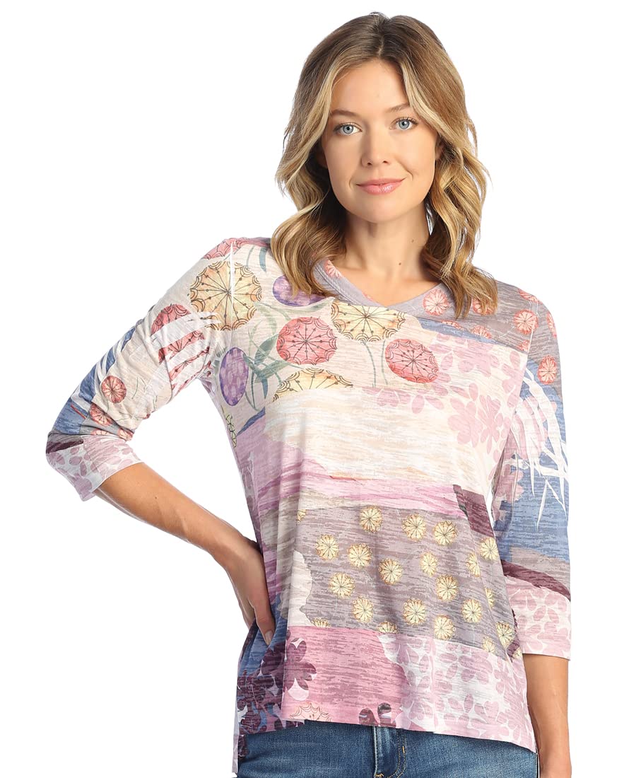 Jess & Jane Women's Scrapbook Burnout High Low Tunic Top - Stylish Casual Blouse for Summer Outfits, Beach Wear & Boho Fashion