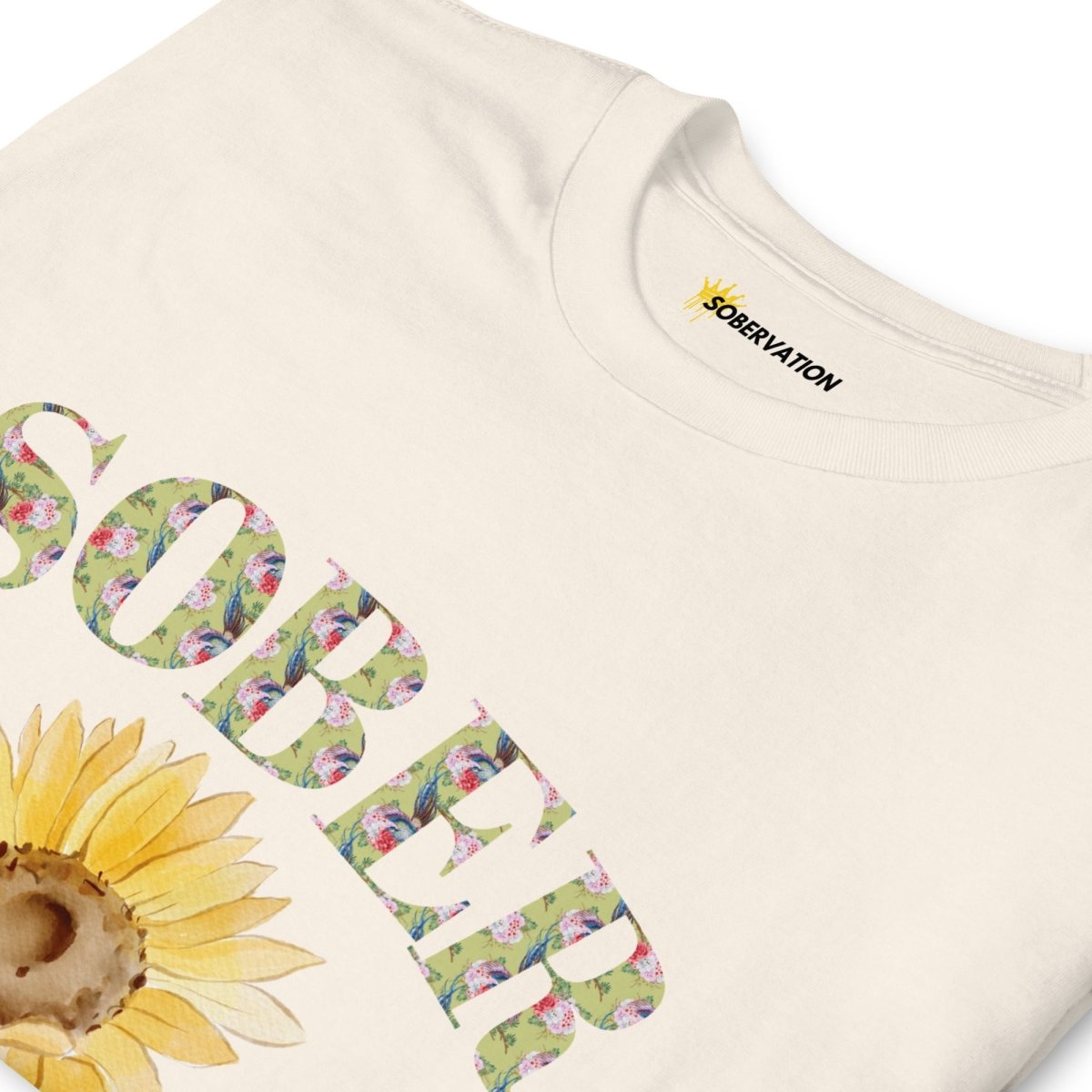 SOBER - Vintage Chinoiserie Sunflower Print Unisex T-Shirt for Men & Women | Casual Wear, Summer Outfits, Street Style Fashion