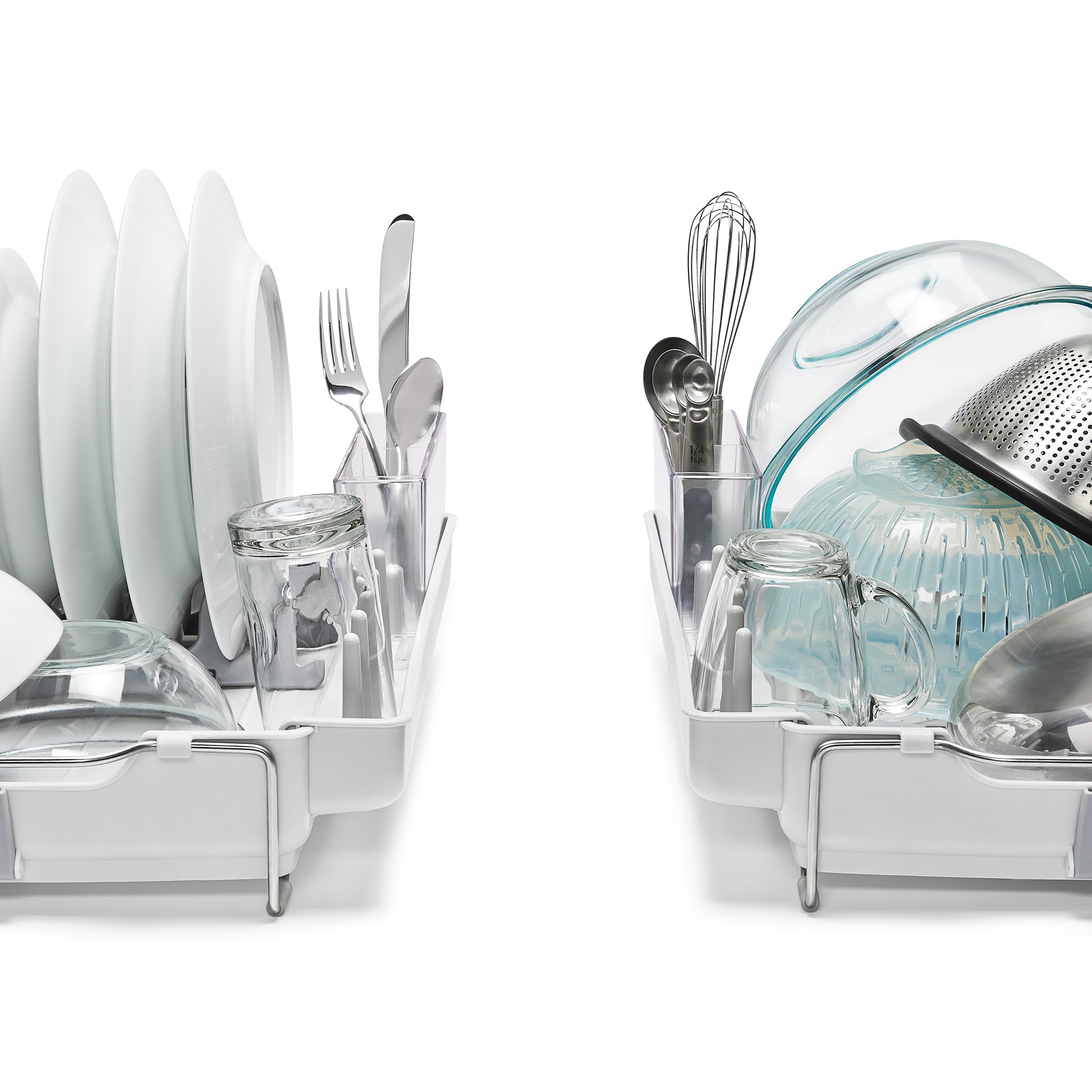 OXO Good Grips Foldable Dish Drying Rack - Space Saving Kitchen Organizer for Countertop, Sink & Small Spaces - Perfect for Apartments, RVs & Compact Kitchens
