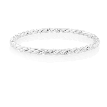 Sterling Silver Beaded & Twisted Bangle Bracelet for Women - Elegant Handmade Jewelry for Parties, Weddings & Everyday Wear