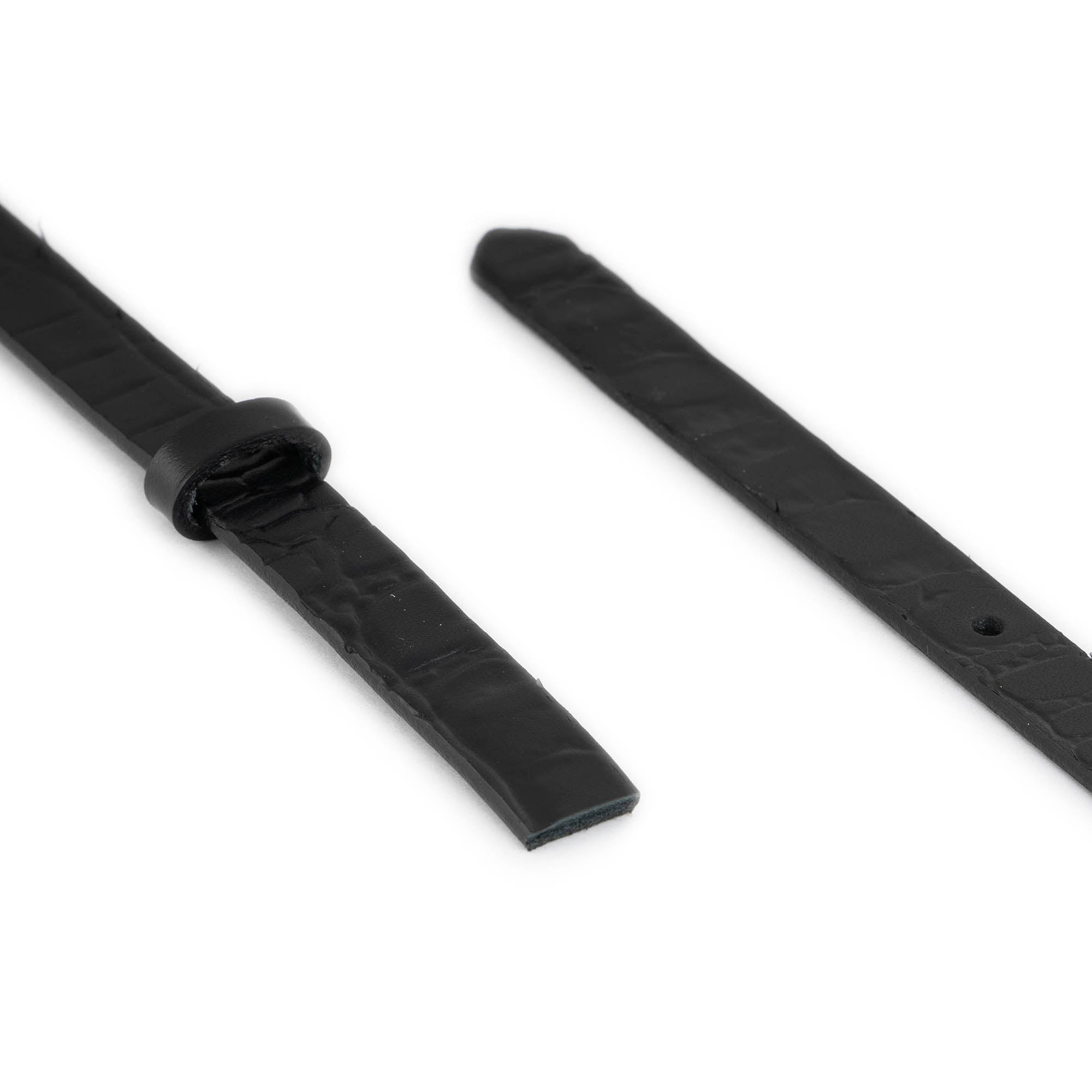 1.5 cm Black Crocodile Embossed Leather Belt Strap for Loewe Buckles - Women's Replacement Accessory - Perfect for Handbag, Purse & Fashion Accessories Repair