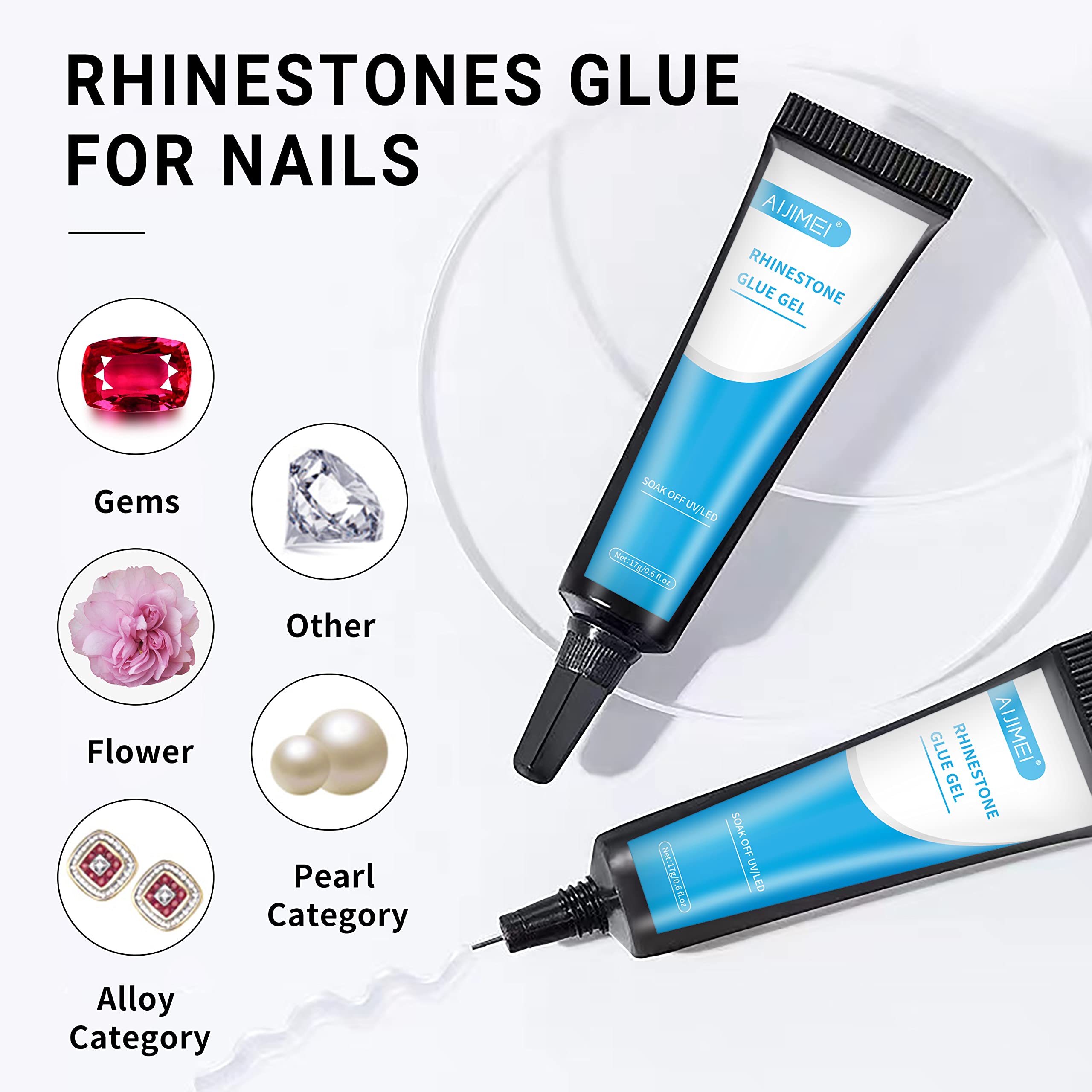 Professional UV Cured Nail Glue for Rhinestones & Nail Charms - Strong Adhesive Gel for Artificial Nails, DIY Nail Art, and Manicures - Perfect for Salon, Home Use, and Special Occasions