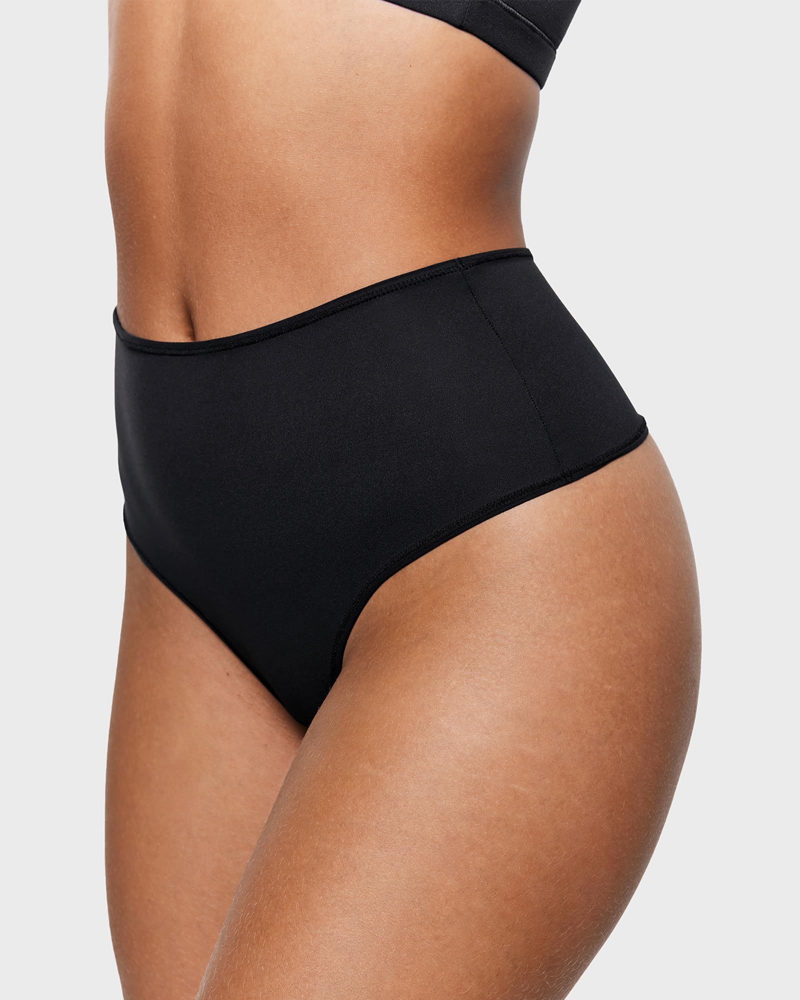 INLYRIC Women's High Waisted Thong Underwear - Ultra Soft No Show Panties 3 Pack, Seamless Stretch Comfort for Everyday Wear, Yoga & Lounge