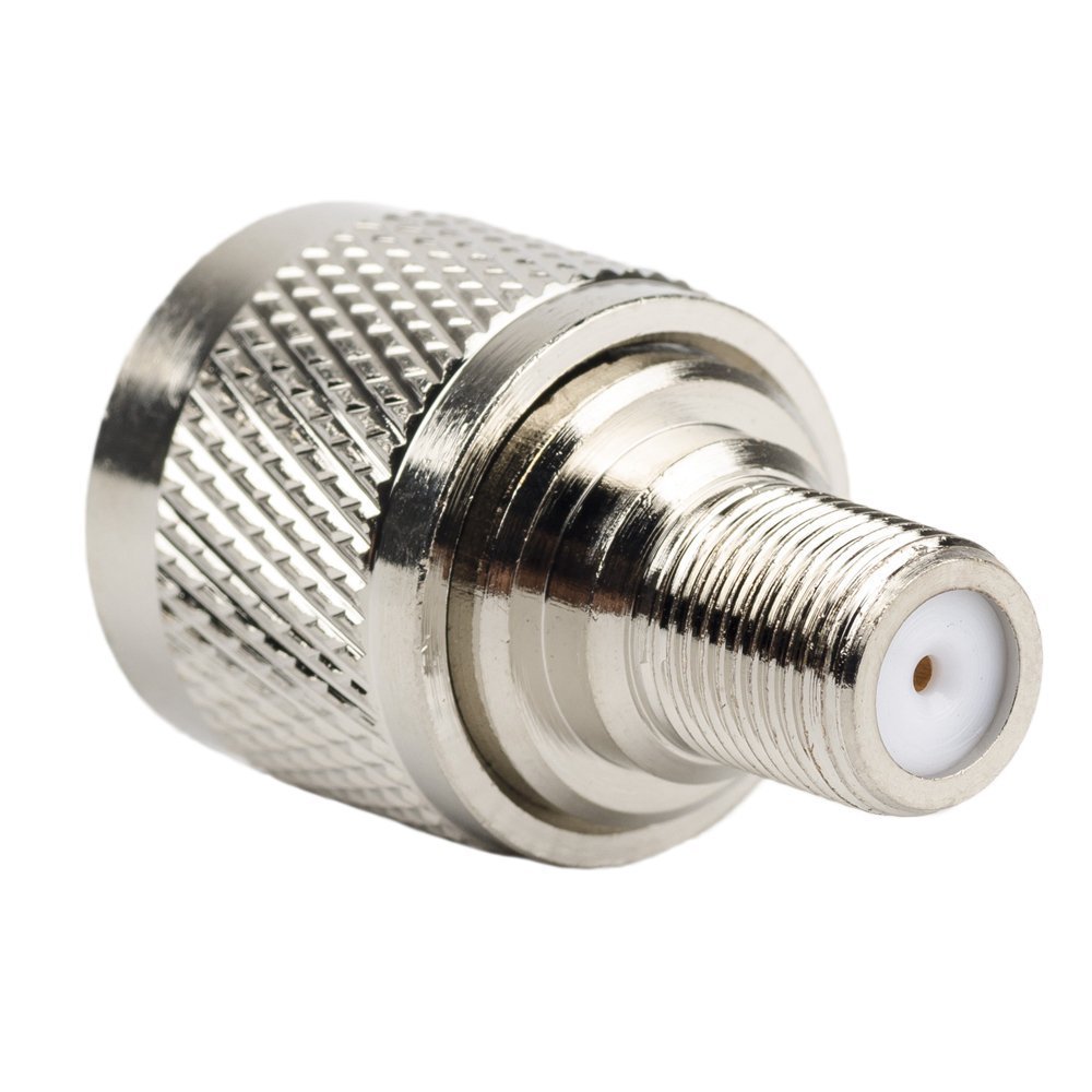 2-Pack UHF Male to F Female Coaxial Adapters - High-Quality RF Connectors for CCTV, TV Antenna, Satellite & Ham Radio Installations
