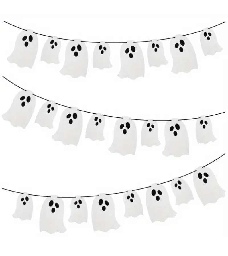 Spooky Halloween Ghost Garland Decorations - Scary Hanging Ghosts for Halloween Party, Home, and Outdoor Decor