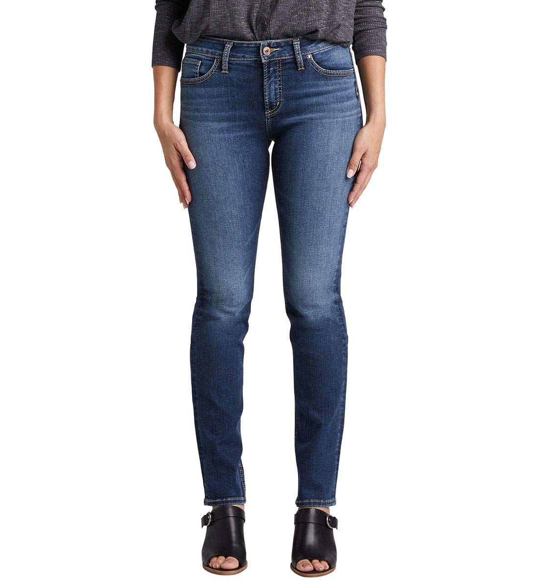 Silver Jeans Co. Women's Avery Straight Leg Jeans - Classic Denim Pants for Casual Wear & Everyday Outfits | Perfect for Work, Shopping & Weekend Activities
