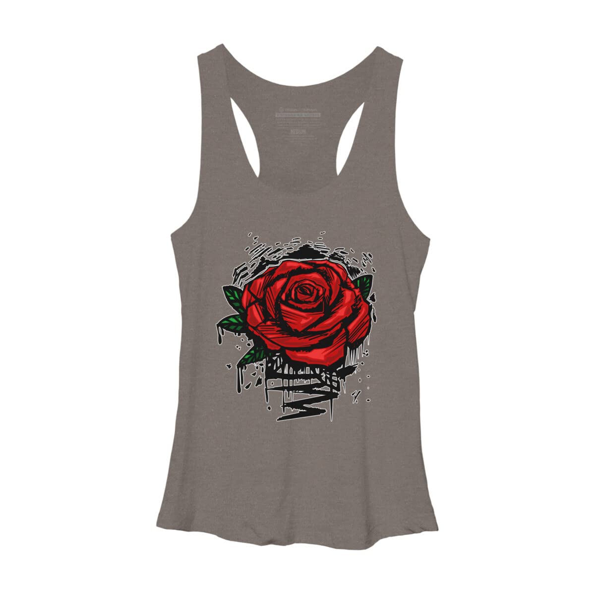Design By Humans Women's Rugged Rose Racerback Tank Top by Adamzworld - Soft Breathable Workout Top for Gym, Yoga & Summer Fashion