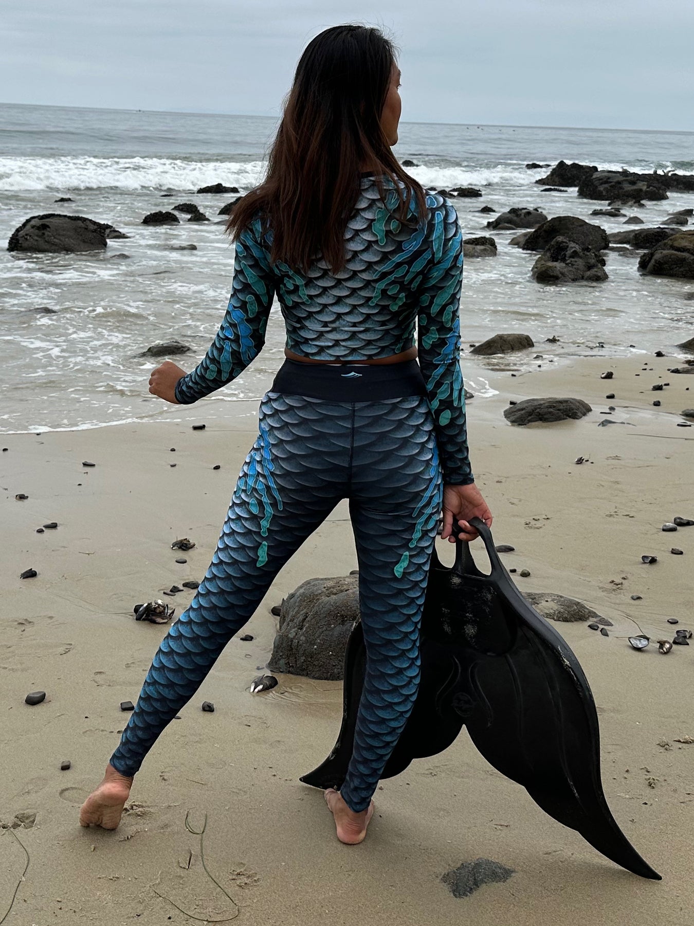 Midnight Swim Leggings for Women - High Waisted Yoga Pants with Pockets - Comfortable Workout Tights for Running, Gym & Swimming