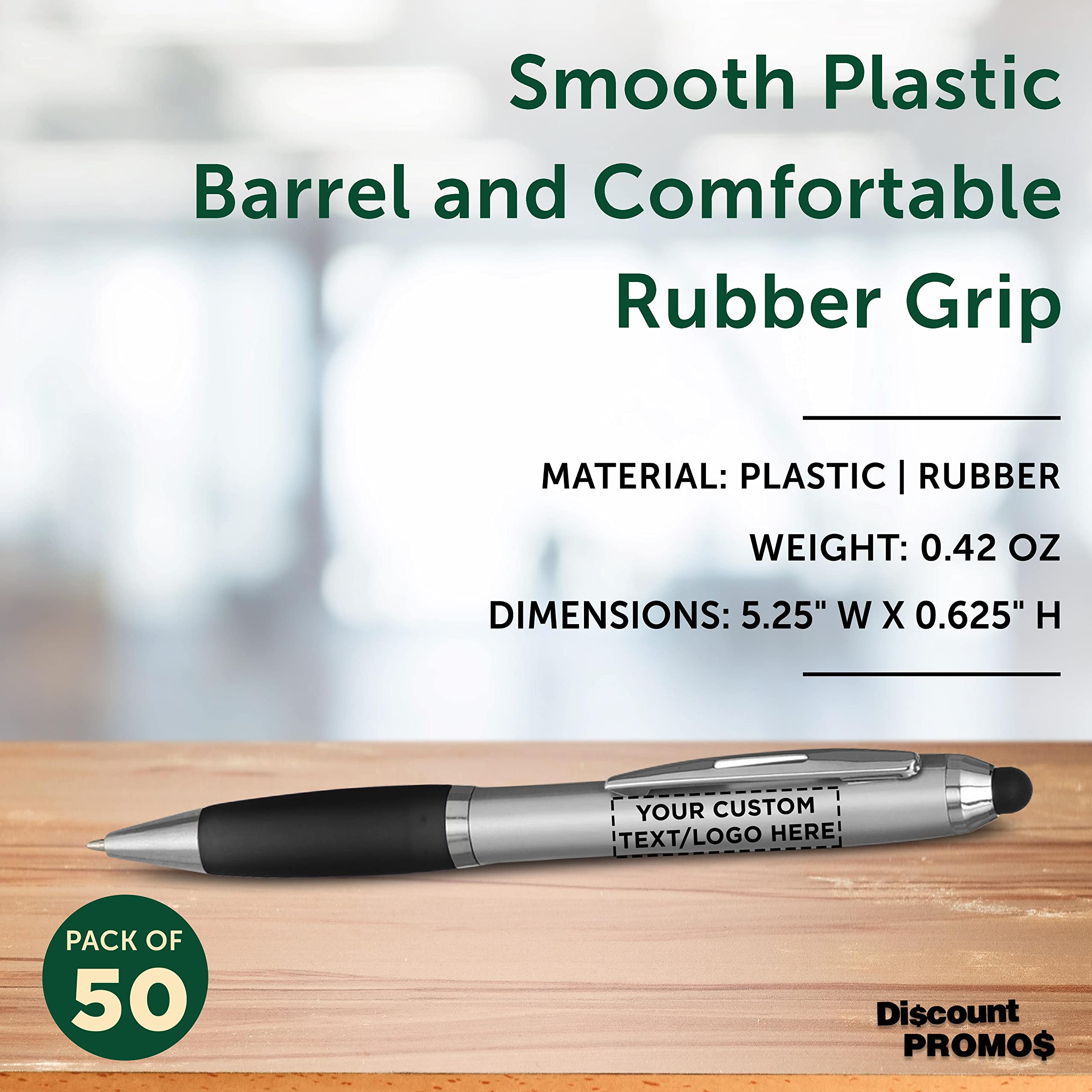 Custom Stylus Ballpoint Pens Set of 50 - Bulk Personalized Pens with Black Ink for Office, School & Business | Great for Tradeshows, Events & Corporate Gifts | Dual Function Stylus Tip for Touchscreens