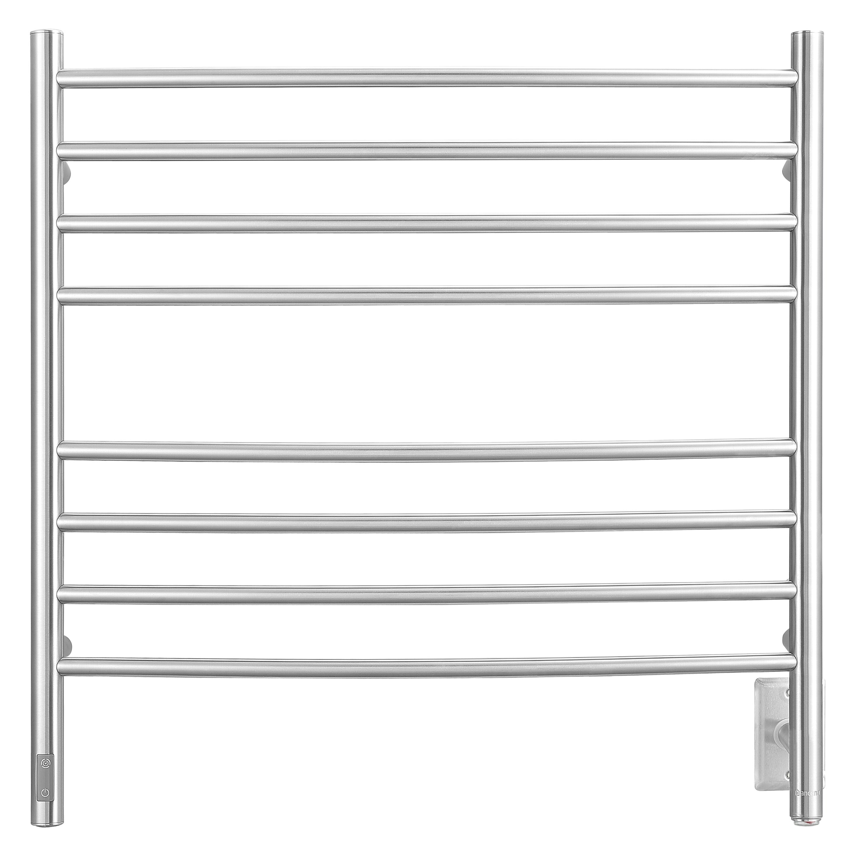 Arezzo OBT 8 Bar Hardwired & Plug-In Stainless Steel Towel Warmer - Bathroom Luxury Heated Towel Rack for Spa, Hotel & Home Use