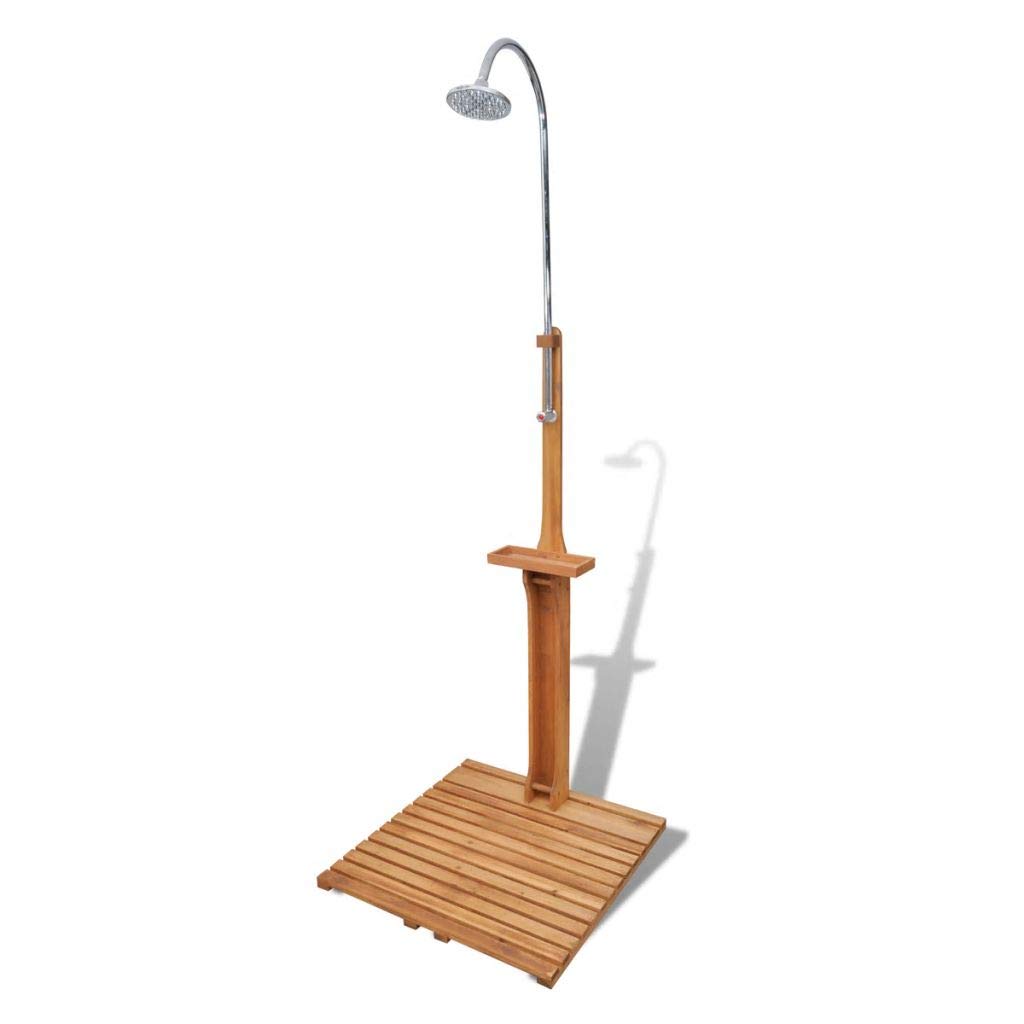 POCREATION All-in-One Wooden Outdoor Shower System with Shower Head - Perfect for Pool, Garden, Patio, Camping & Backyard Relaxation