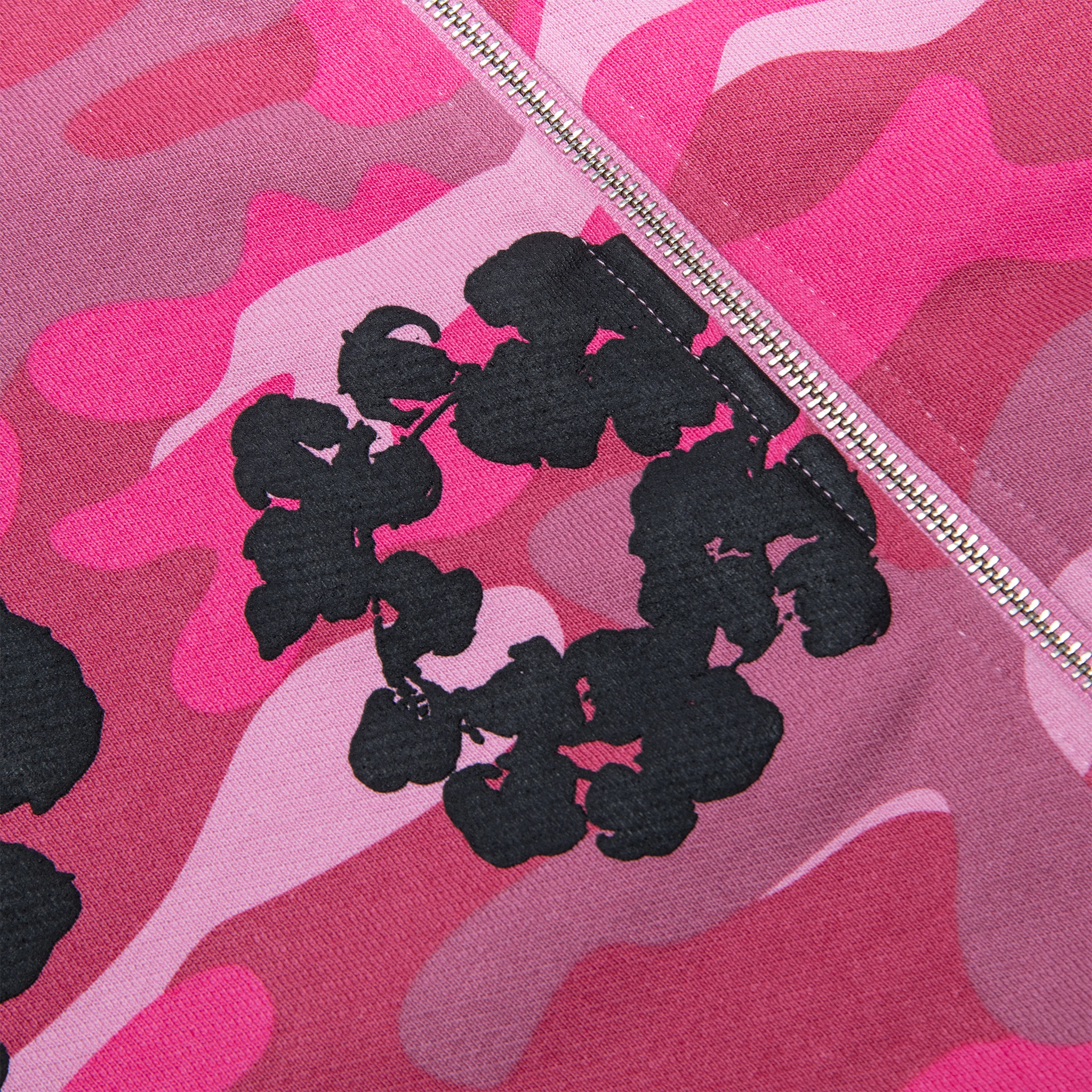 Denim Tears Pink Camo Cotton Wreath Zip Up Hoodie for Men - Streetwear Fashion Pullover with Unique Design | Perfect for Casual Outfits, Urban Style & Hip Hop Culture