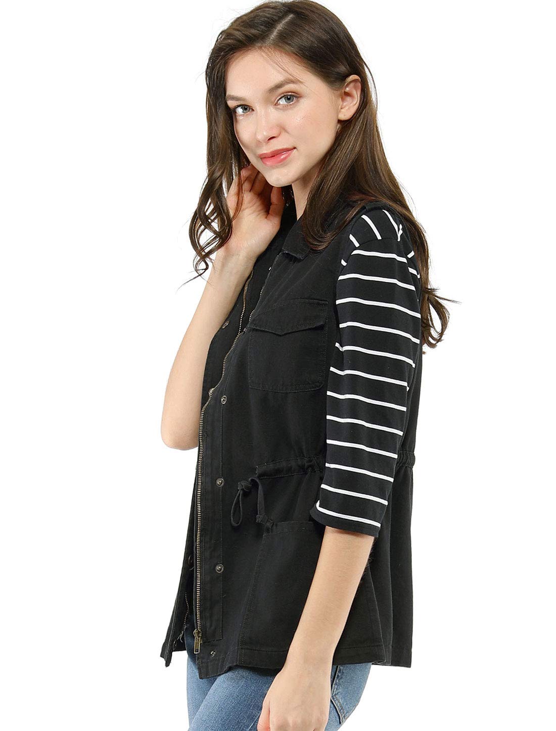 Allegra K Women's Sleeveless Zip-Up Utility Anorak Jacket - Lightweight Cargo Vest for Outdoor Hiking, Travel & Casual Wear
