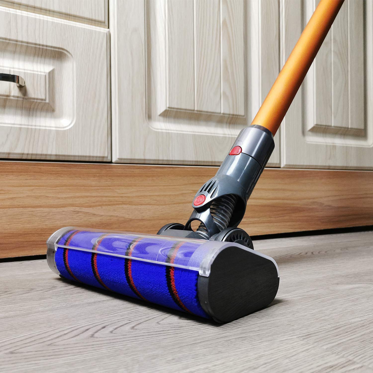 EZ SPARES Compatible with Dyson V7 V8 V10 V11 V15 Cordless Vacuum - Motorized Brush Attachment with 2 Roller Heads for Hard Floors & Carpets - Velvety Drum Suction Cleaner for Home, Car, Pet Hair Removal