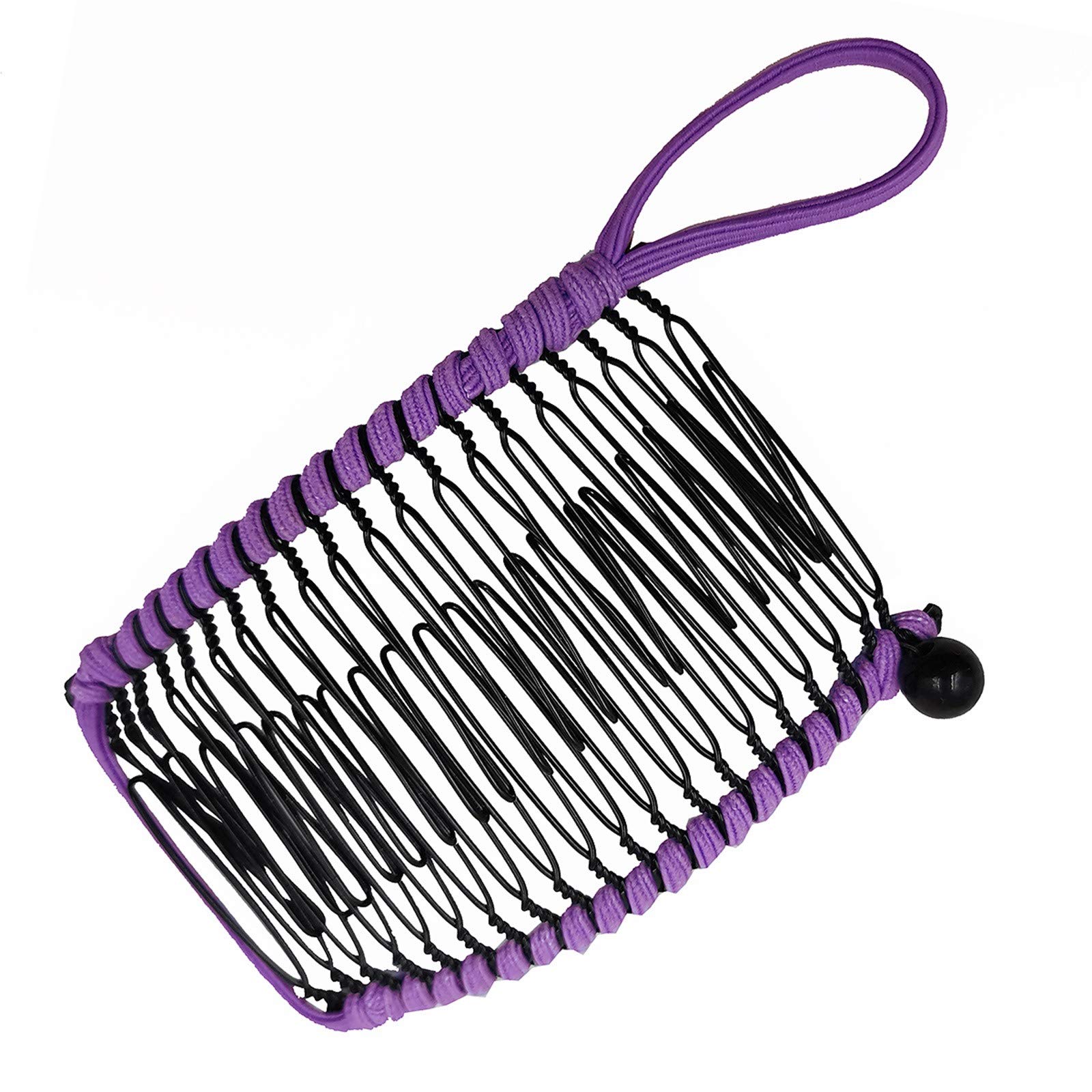 Vintage Stretchable Double Teeth Hair Clip - Purple Hair Accessories for Women & Girls | Perfect for Ponytails, Braids & Updos
