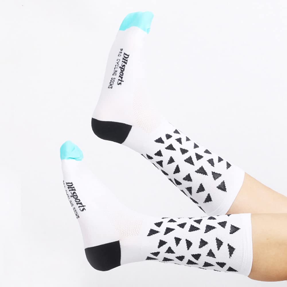 **Cycling Socks for Men & Women - Breathable Bike Socks for MTB, BMX, XC - Athletic Ankle Socks in Black, Pink, White, Green & Yellow - Perfect for Road Biking, Mountain Biking & Indoor Cycling**