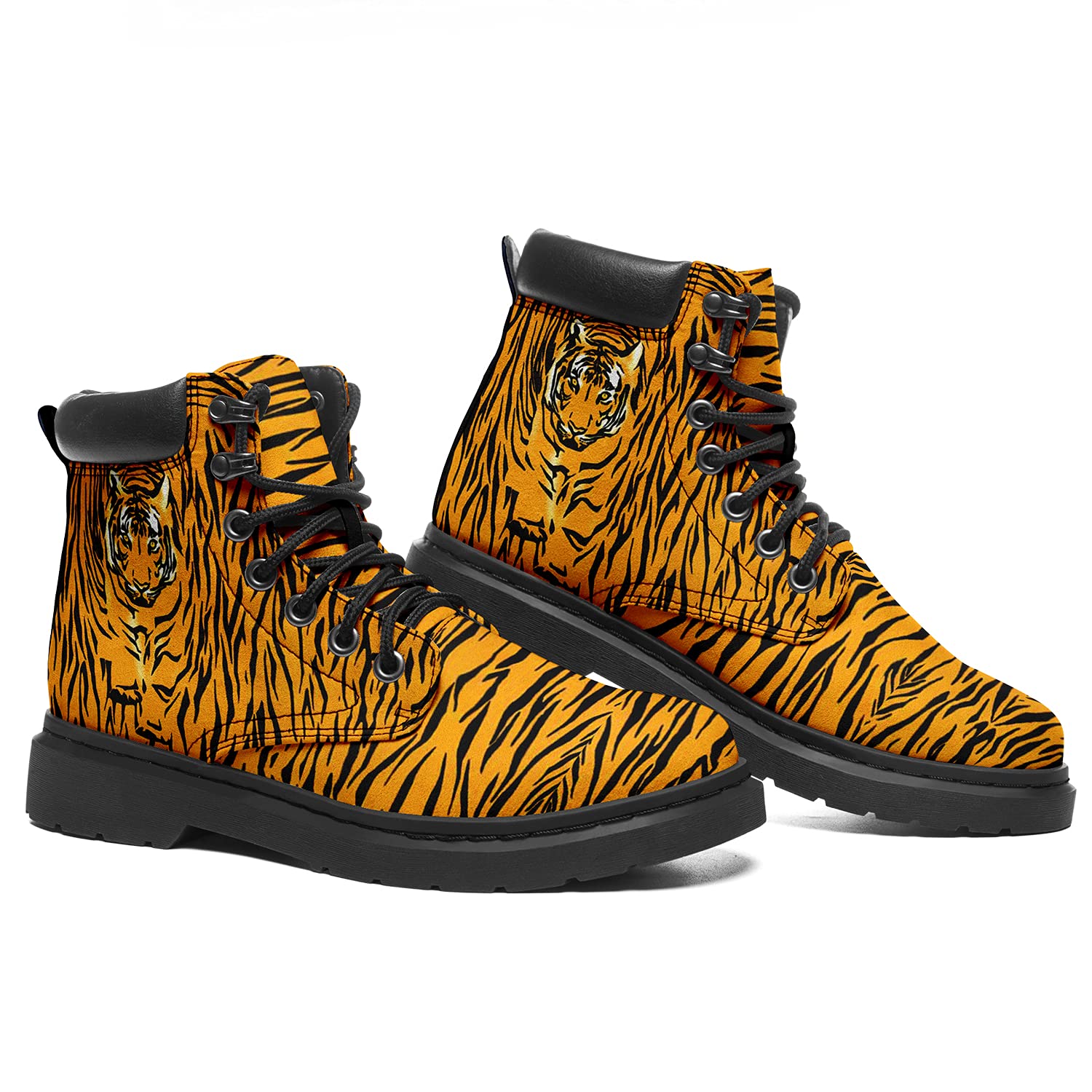 Women's Fashionable Lace-Up Combat Ankle Boots - Pet Print Classic Boots for Stylish Outfits | Perfect for Casual Wear, Street Style & Fall Fashion