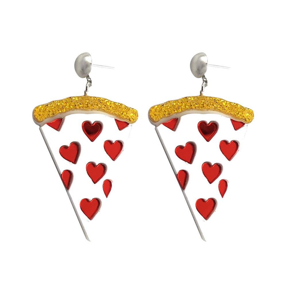Fresh Pizza Hook Love Small Clip Earrings - Creative Art Stud Earrings for Women | Unique Personality Jewelry for Casual Wear & Gift Giving