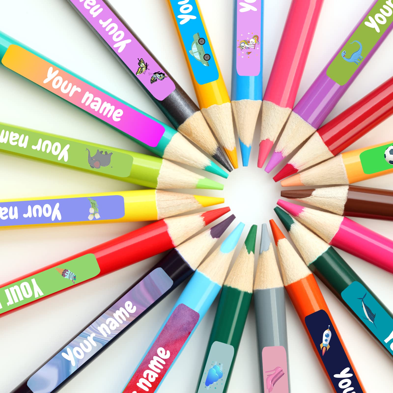 100PCS Personalized Name Labels for Kids - Custom Text Waterproof Stickers for School Supplies, Notebooks, Pencils & Bottles | Cute Designs for Back to School, Daycare & Organization