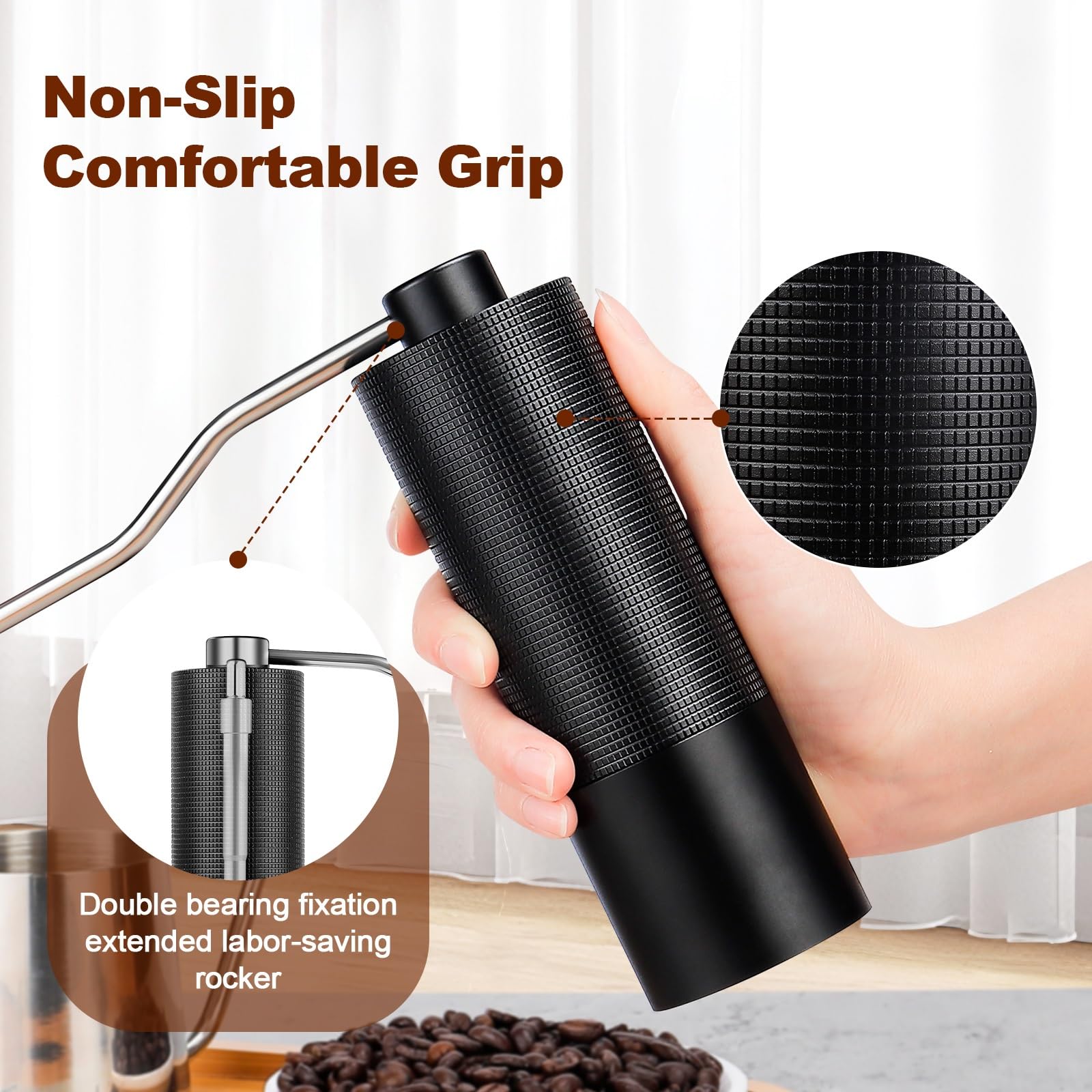 Premium Manual Coffee Grinder with Adjustable Coarseness - Stainless Steel Conical Burr for French Press, Espresso & Drip Coffee - 25g Capacity Hand Crank Mill for Home, Office & Camping Use