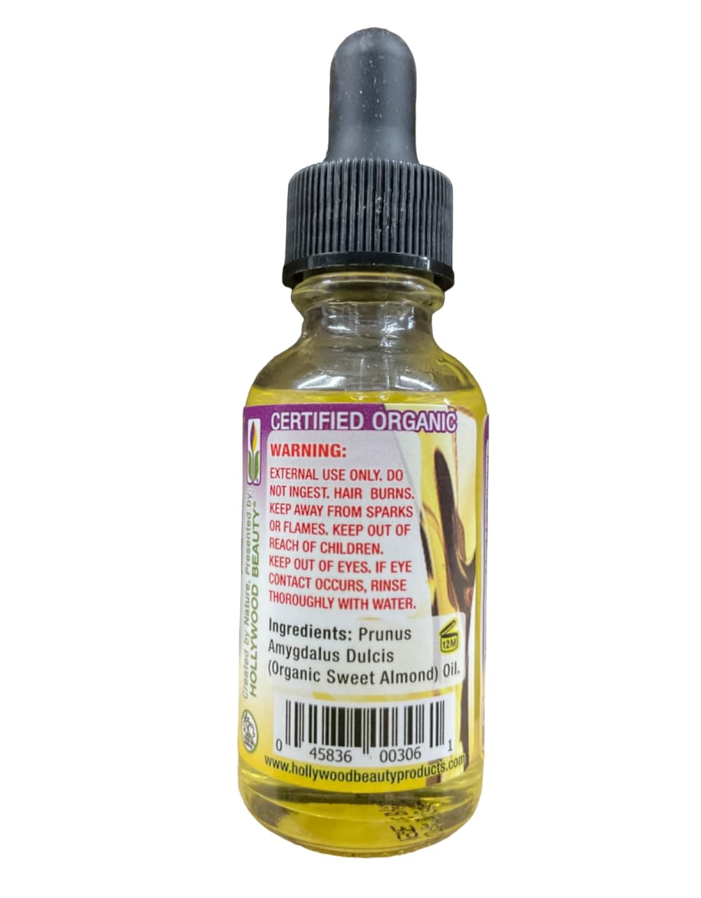 Hollywood Beauty Pure Sweet Almond Oil 1 oz (1 Pack) - 100% Natural Moisturizer for Skin & Hair Care - Perfect for Massage, Aromatherapy & DIY Beauty Recipes