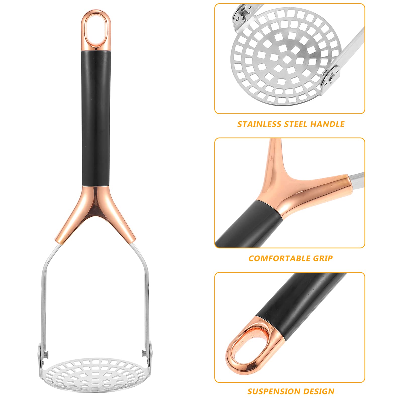 Premium Stainless Steel Potato Masher & Ricer - Heavy Duty Manual Potato Presser for Smooth Mashed Potatoes, Vegetables & Fruits - Ideal for Home Cooking, Baking & Meal Prep