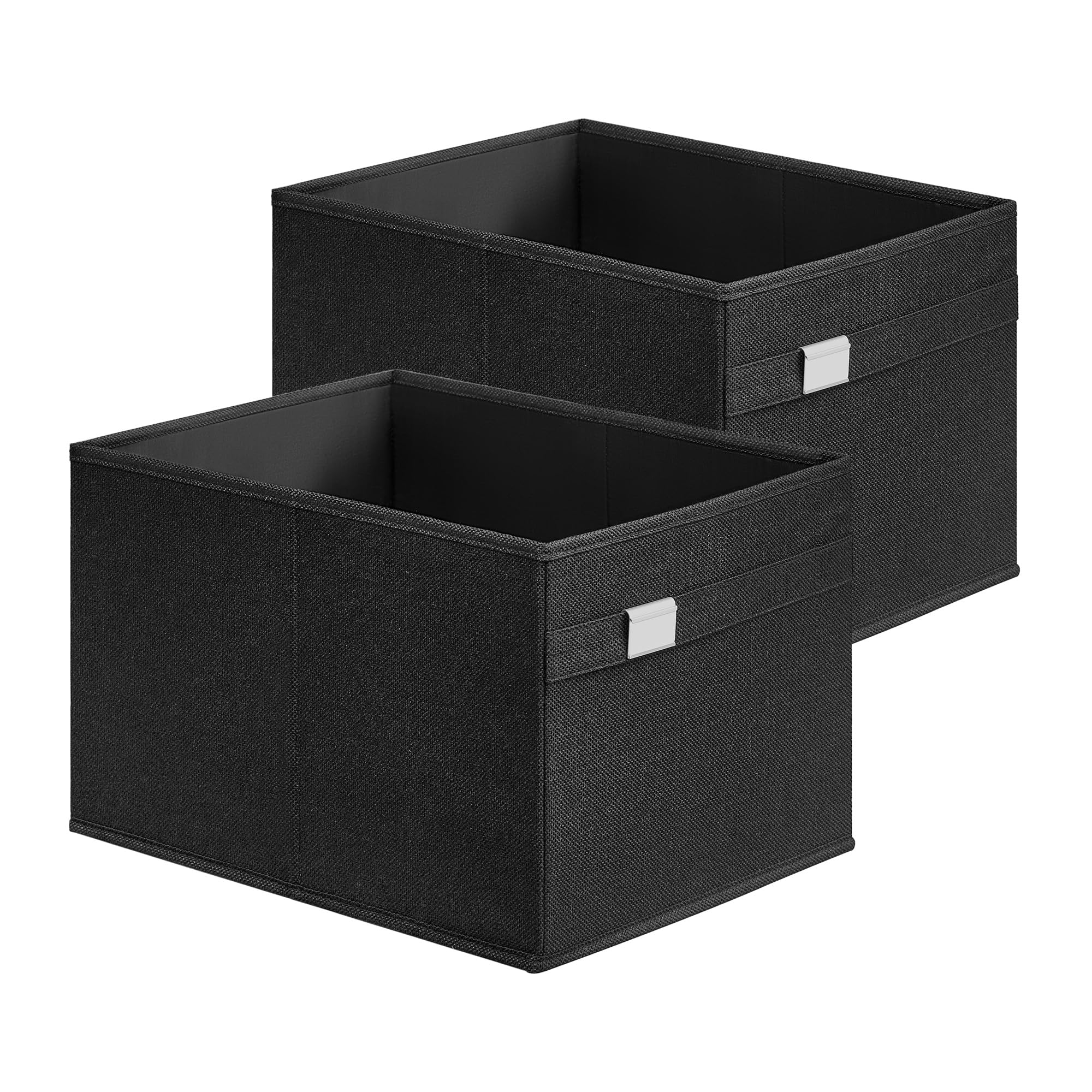 SONGMICS 2-Pack Extra Large Storage Baskets - 30L Foldable Fabric Storage Bins with Handles (15.7 x 11.8 x 9.8 Inches) for Shelves, Closet & Home Organization - Easy to Clean Ink Black UROB240B02 - Perfect for Bedroom, Living Room & Office Storage Solutions