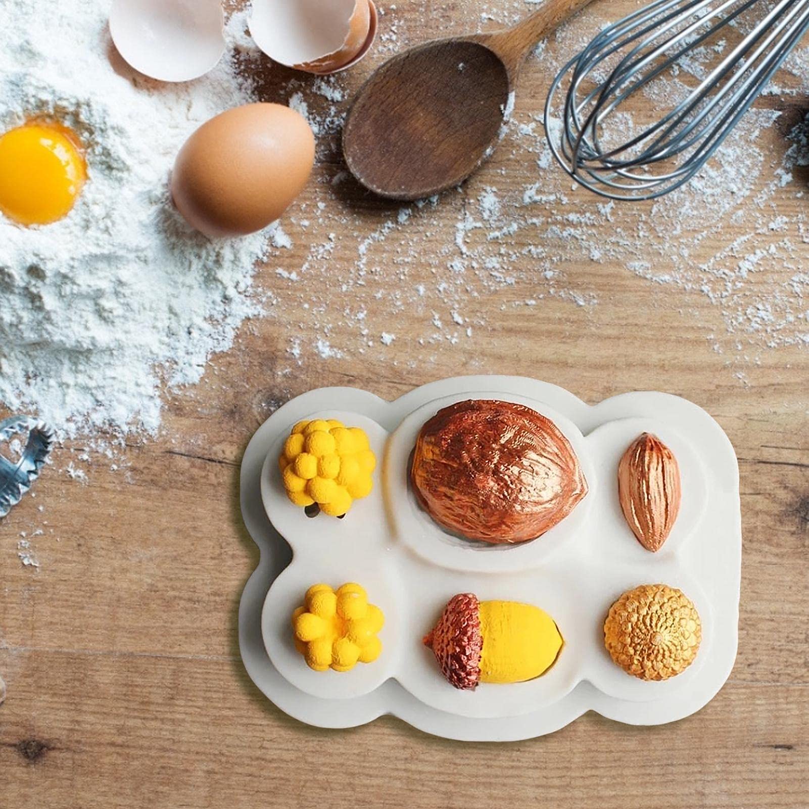 Naysku Silicone Chocolate Mold - Realistic Walnut Hazelnut Pine Nut Design for Fondant, Baking & Cake Decorating | Non-Stick Kitchen Baking Tool for DIY Desserts, Party Treats & Holiday Cooking