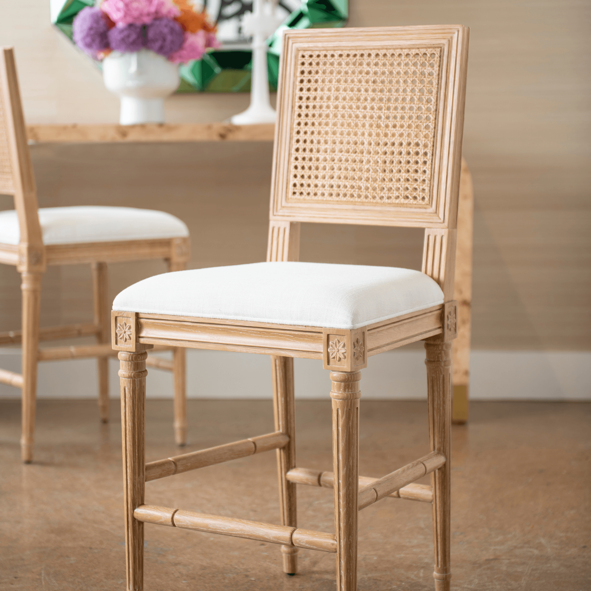 Annette Natural Wood Counter Stool - Modern Kitchen Bar Stool for Dining, Breakfast Nook & Home Decor