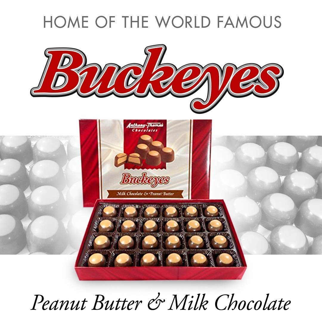 Anthony Thomas Great Tasting Peanut Butter & Milk Chocolate Buckeyes - 6 Count Box | Delicious Ohio-Made Candy | Perfect for Holiday Gifts, Party Favors & Office Treats