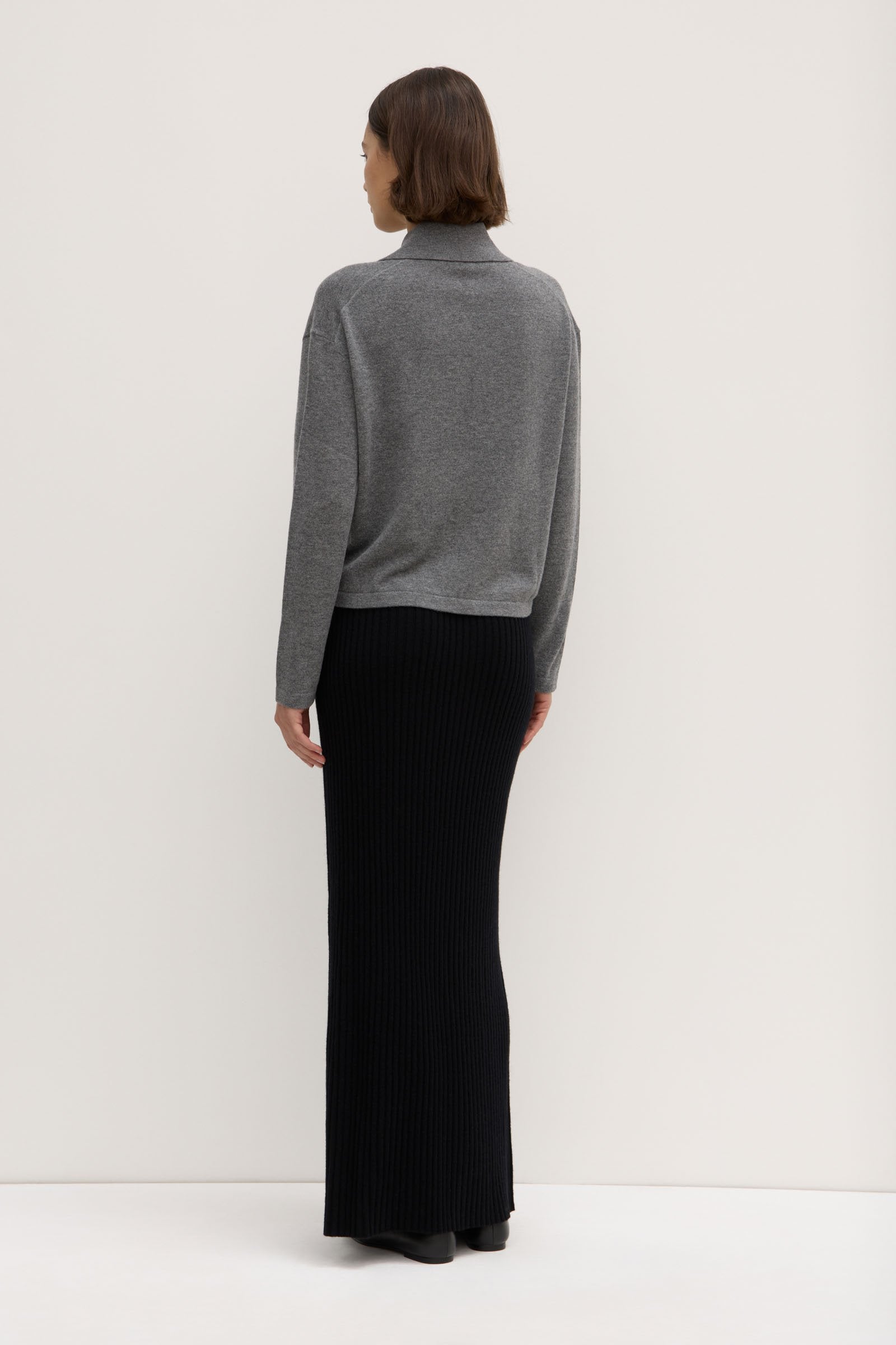 Luxury Wool Cashmere Rib Maxi Skirt for Women - Soft Winter Long Skirt with High Waist & Side Slits - Perfect for Office, Party & Holiday Outfits