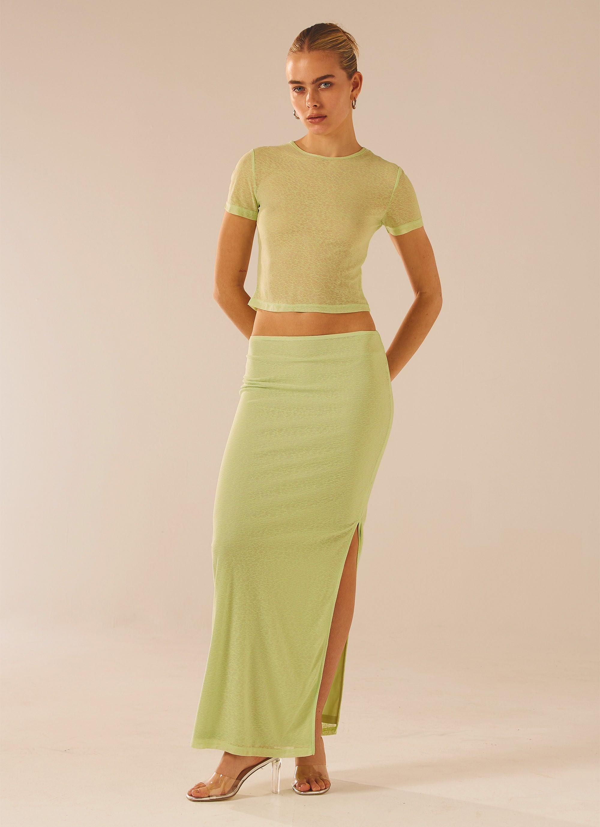 Just Like Magic Maxi Skirt in Lime - Flowy Boho Long Skirt for Women, Perfect for Beach, Vacation & Summer Outfits
