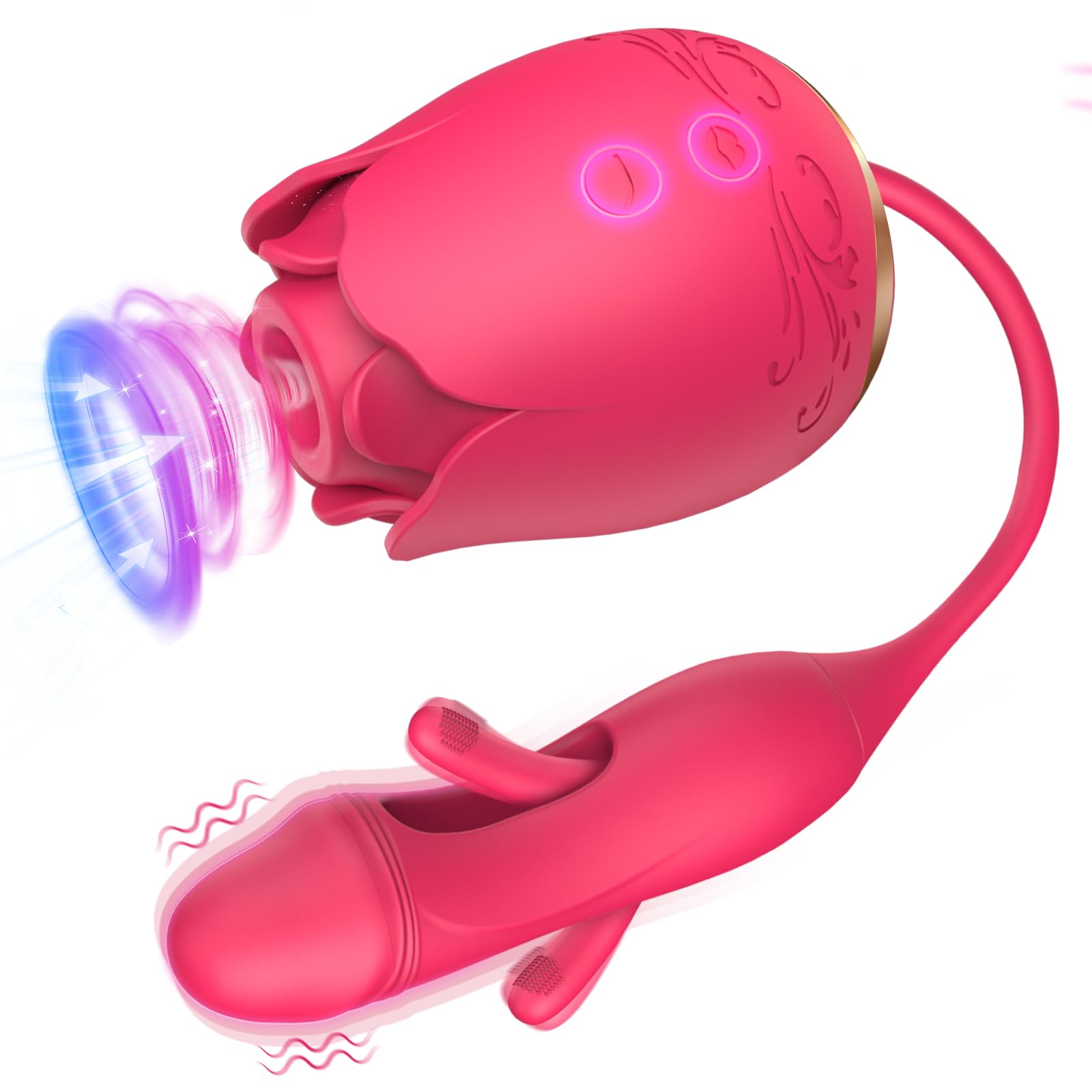 Rose Sucking Vibrator for Women - 10 Suction & 10 Flapping Modes G-Spot Dildo, Clit Stimulator Adult Sex Toy (Pink) | Perfect for Solo Play, Couples Fun & Sensual Massage