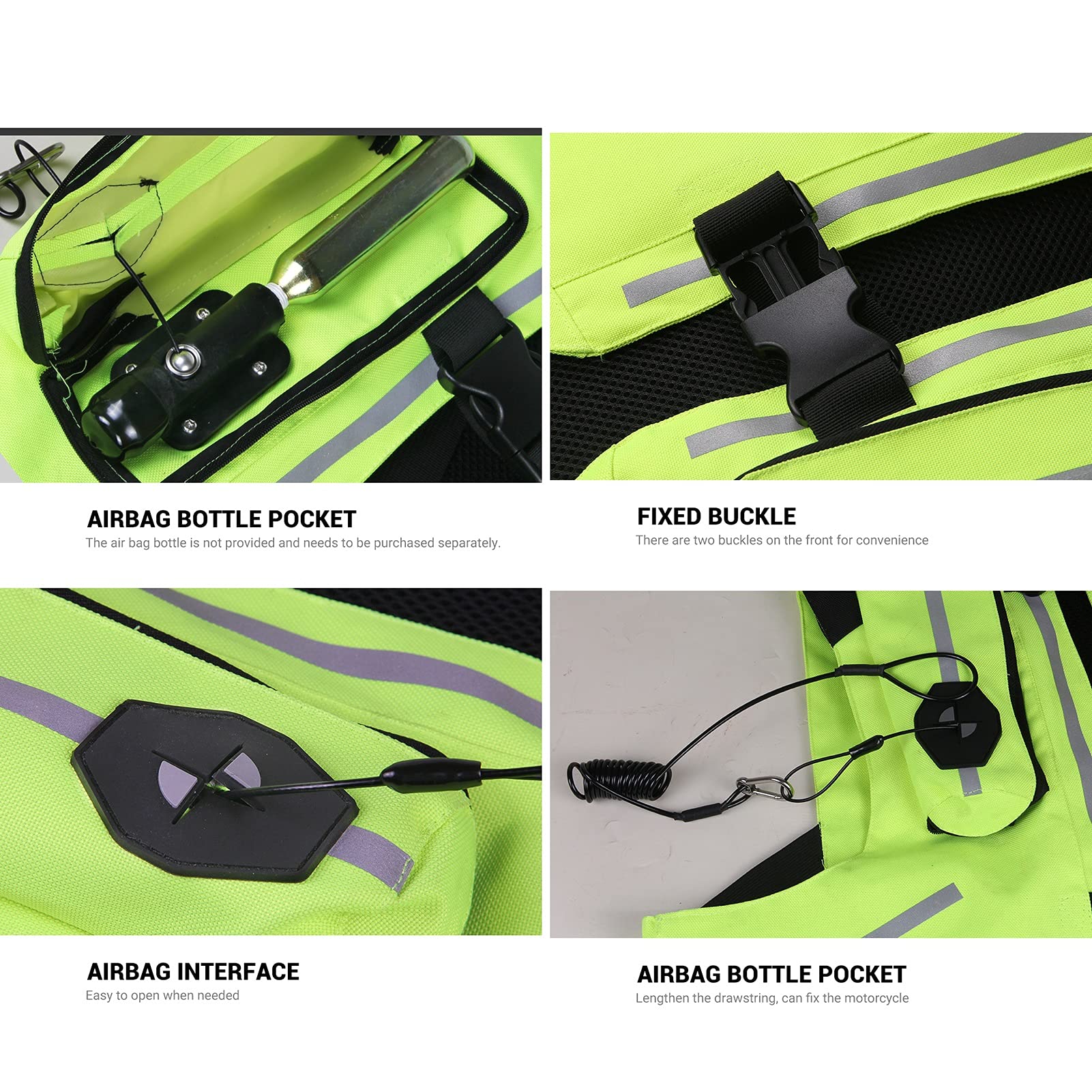 High Visibility Breathable Mesh Motorcycle Vest for Men & Women - XX-Large Green - Professional Airbag System - Ideal for Summer Riding & Motorcycle Safety Gear